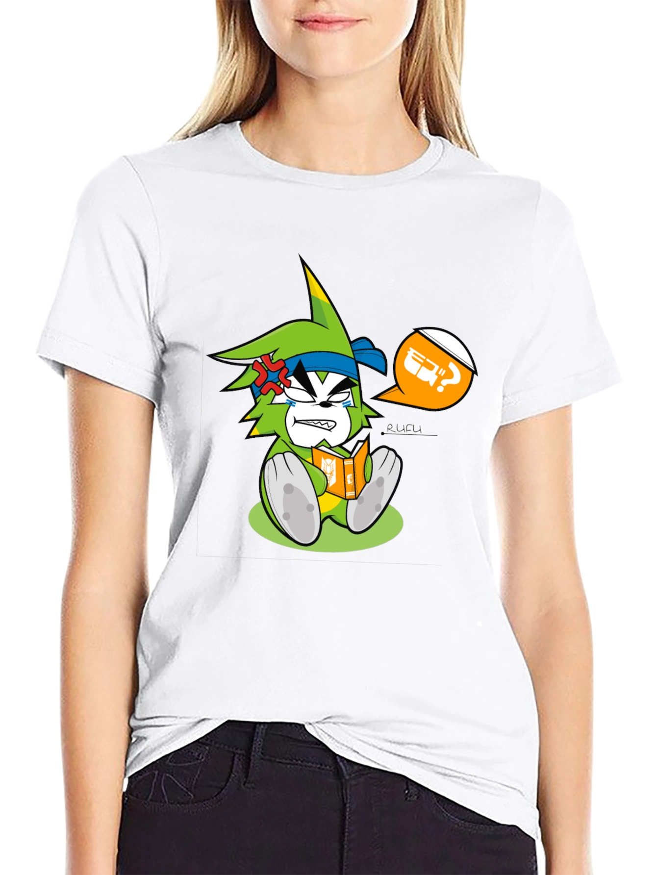 Angry Cartoon Character Reading Graphic Tee