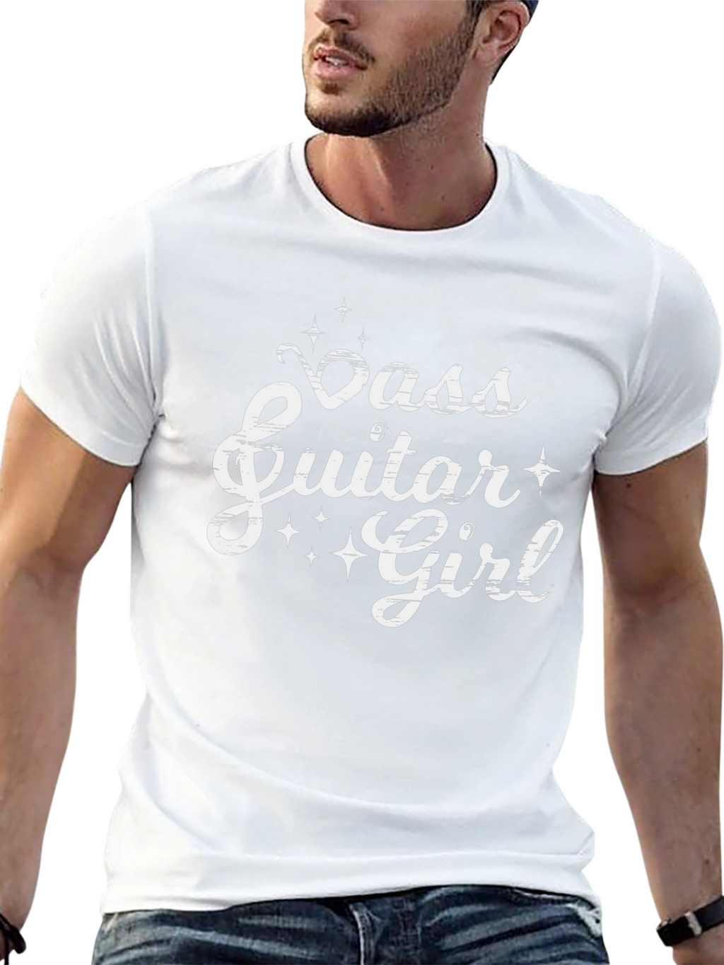 Bass Guitar Girl Black Tee - Music Lovers T-Shirt