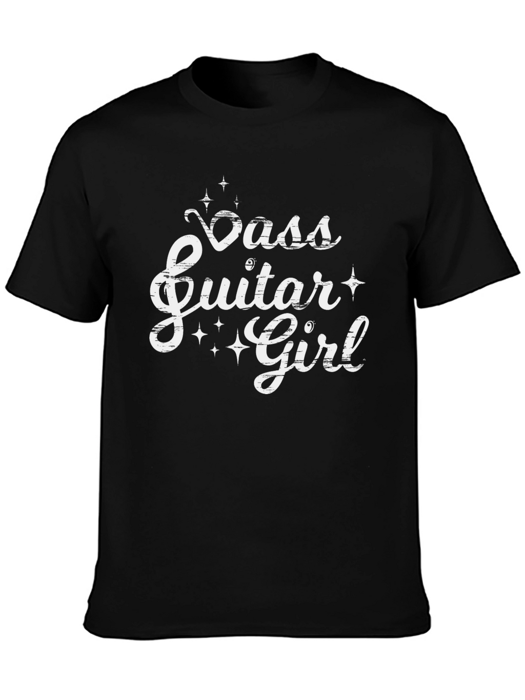 Bass Guitar Girl Black Tee - Music Lovers T-Shirt