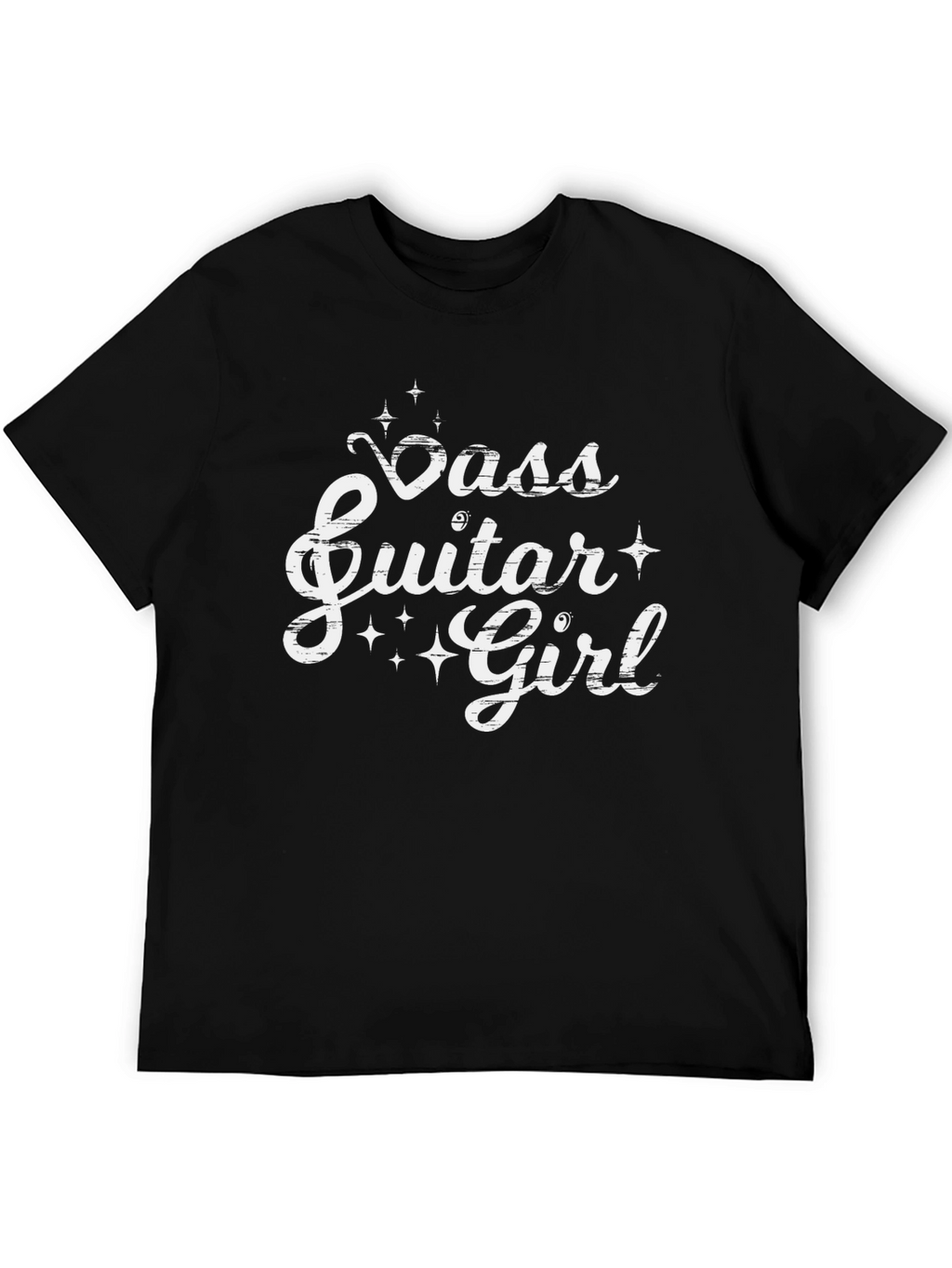 Bass Guitar Girl Black Tee - Music Lovers T-Shirt
