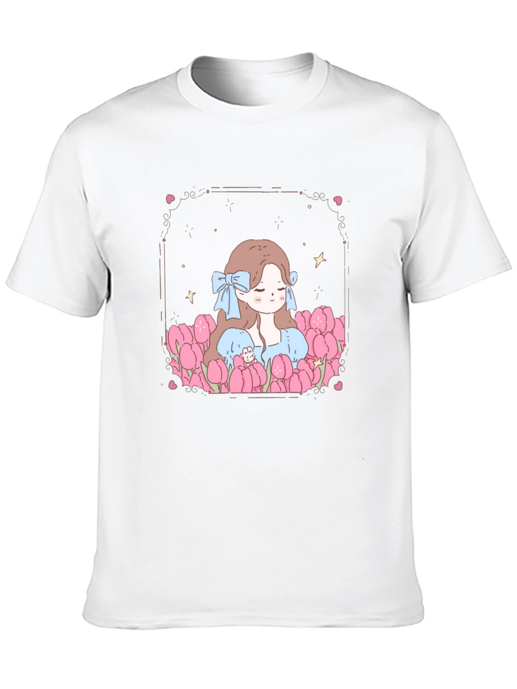 Girl in Tulips Black Graphic Tee