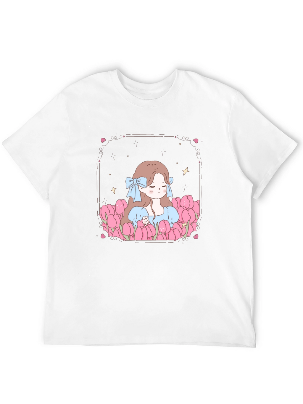 Girl in Tulips Black Graphic Tee