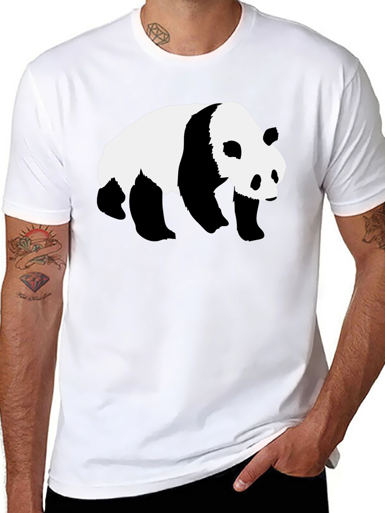 Panda Graphic Tee - Black Cotton T-Shirt