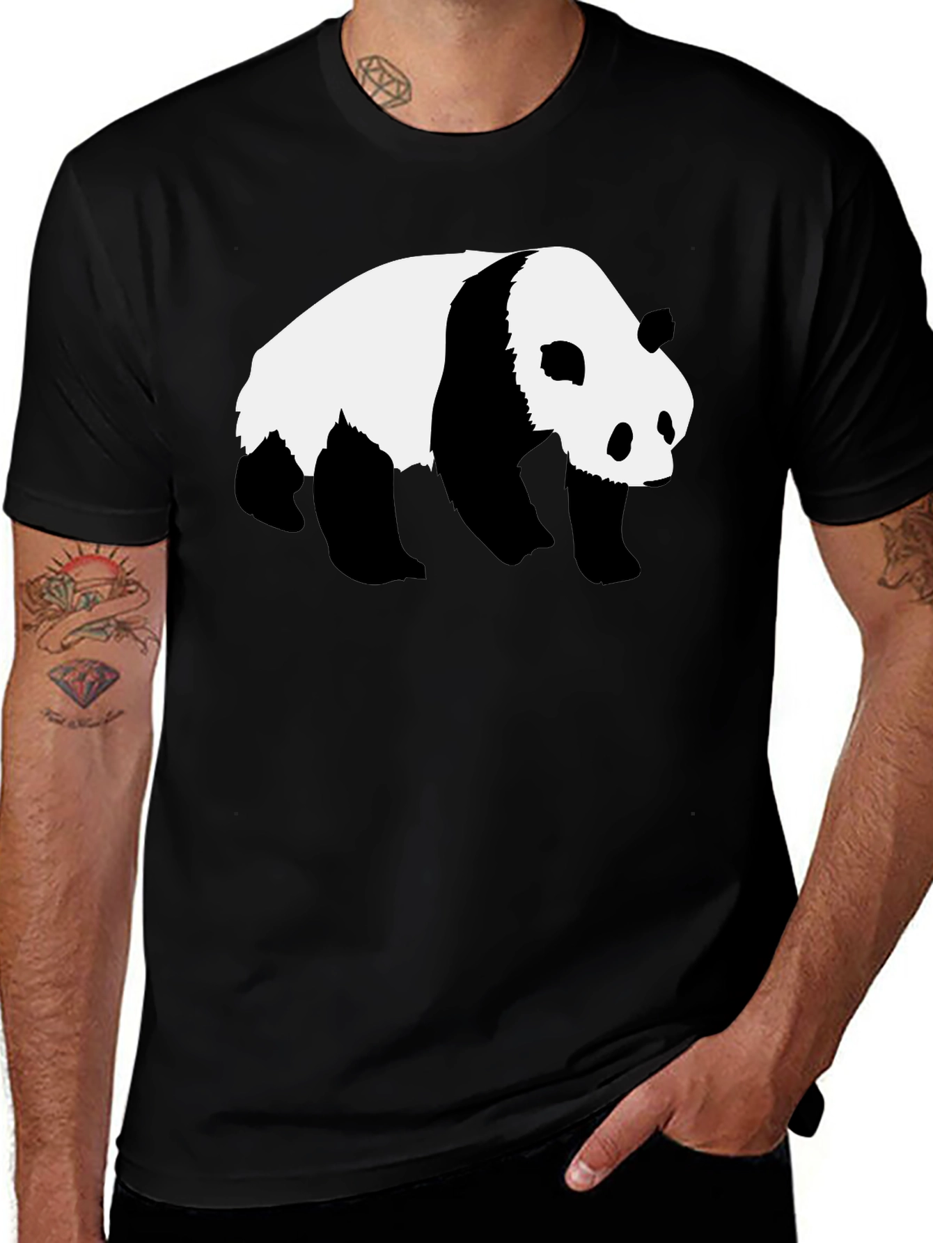 Panda Graphic Tee - Black Cotton T-Shirt