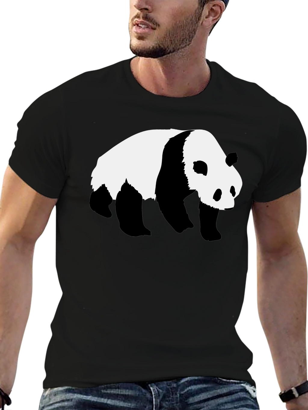 Panda Graphic Tee - Black Cotton T-Shirt
