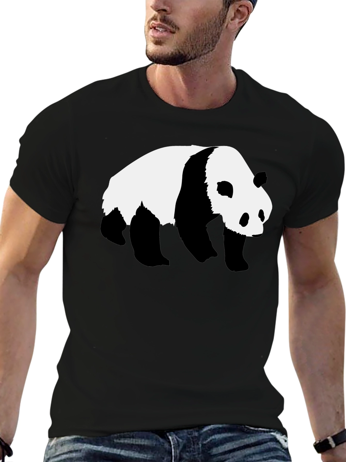 Panda Graphic Tee - Black Cotton T-Shirt