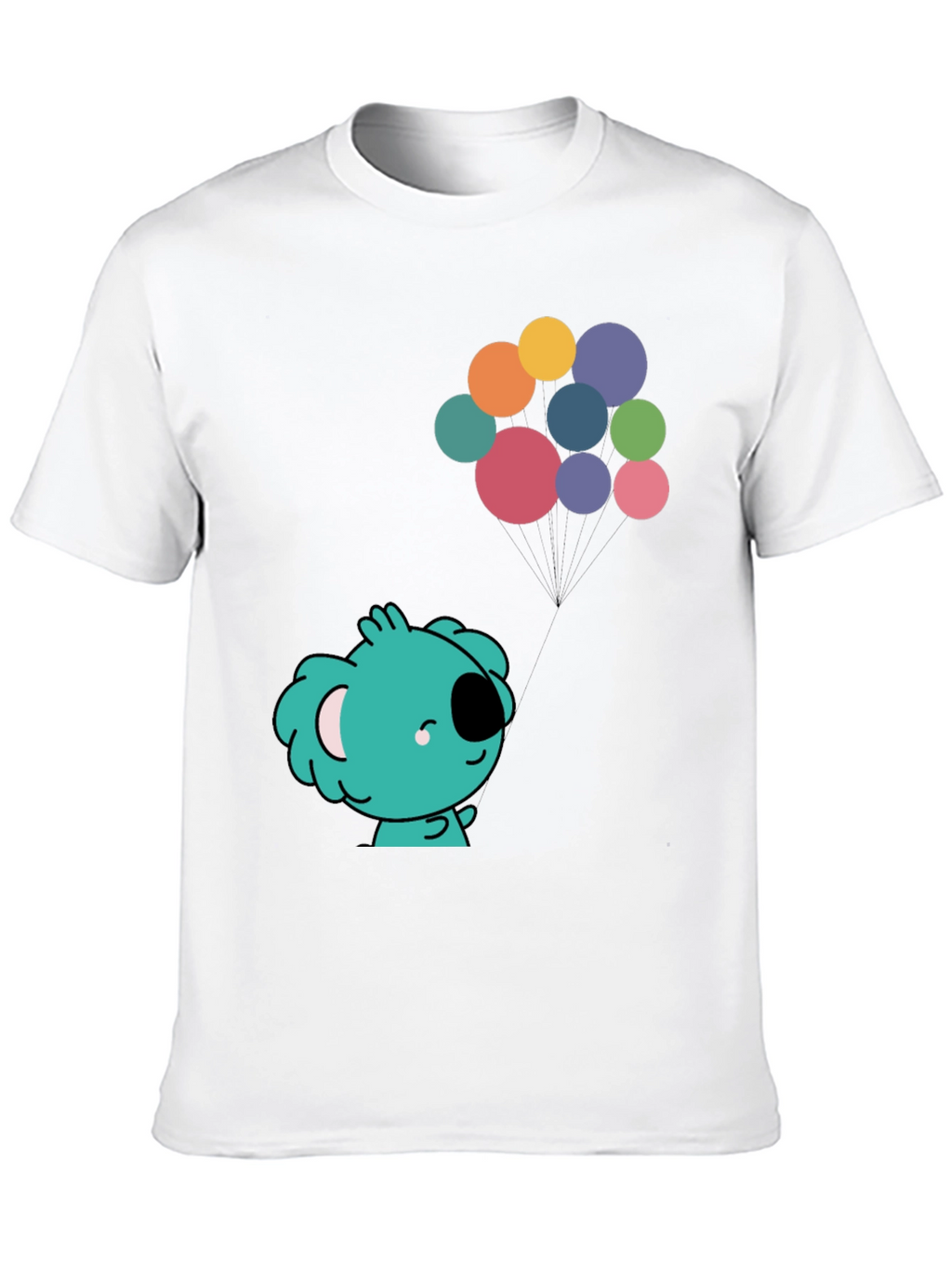 Koala and Balloons Graphic Black T-Shirt
