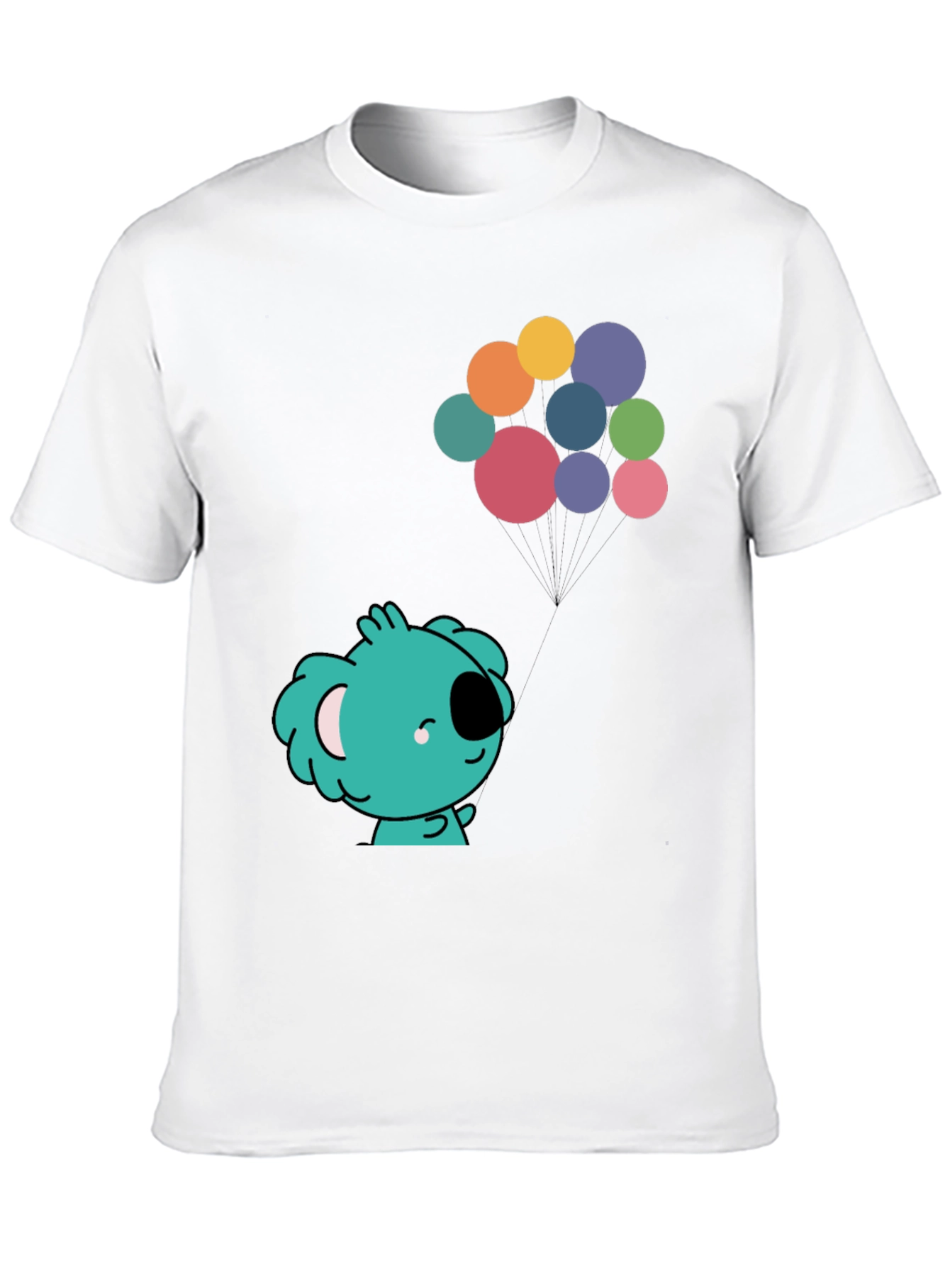 Koala and Balloons Graphic Black T-Shirt