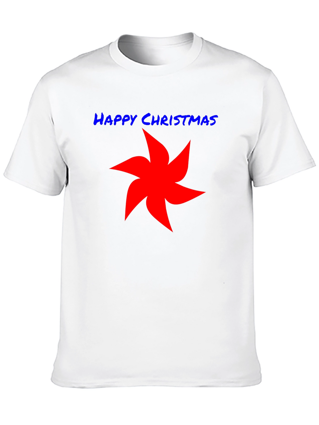 Happy Christmas Star Graphic Tee - Black Cotton Shirt