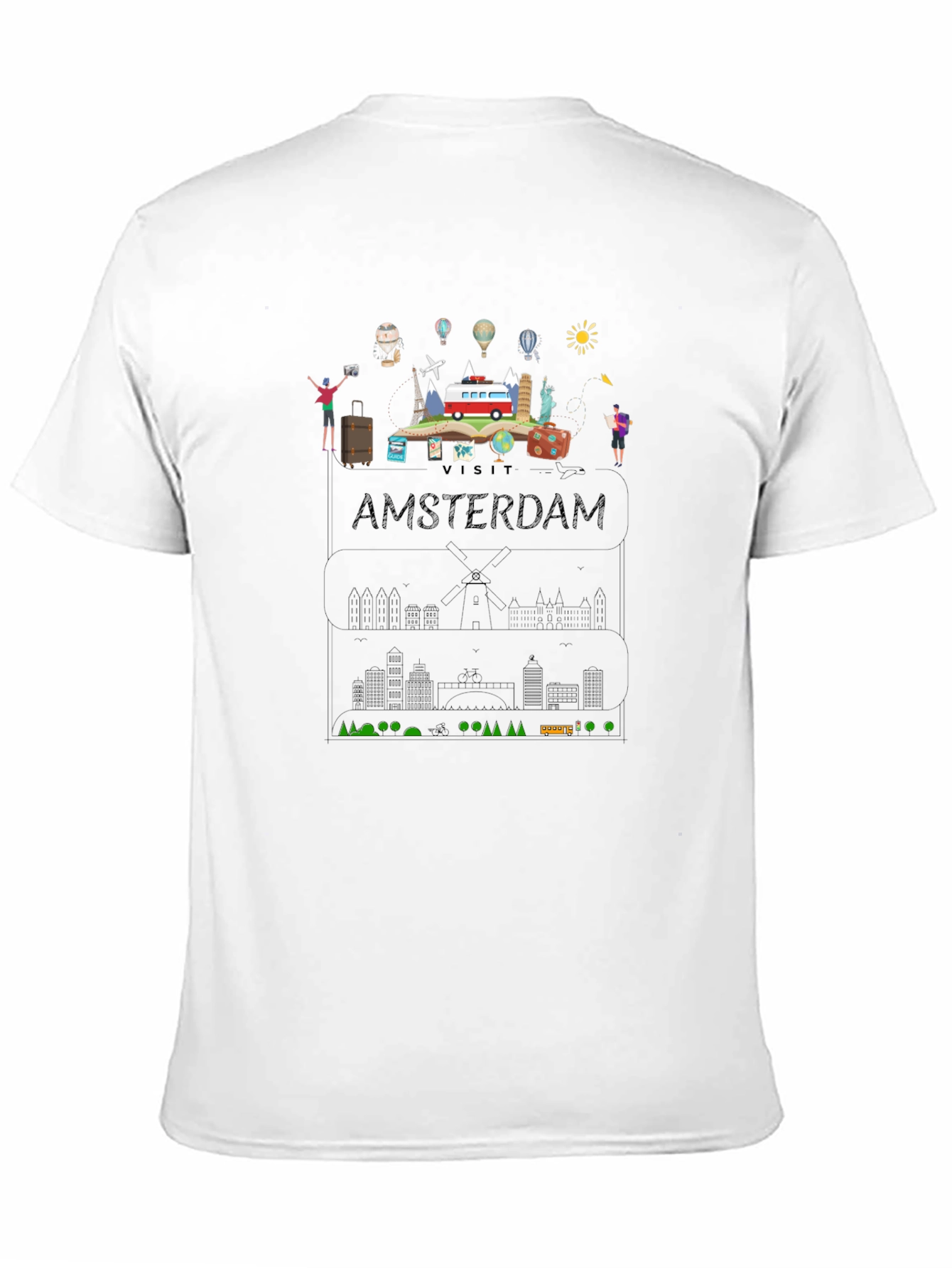 Visit Amsterdam Black Graphic T-Shirt