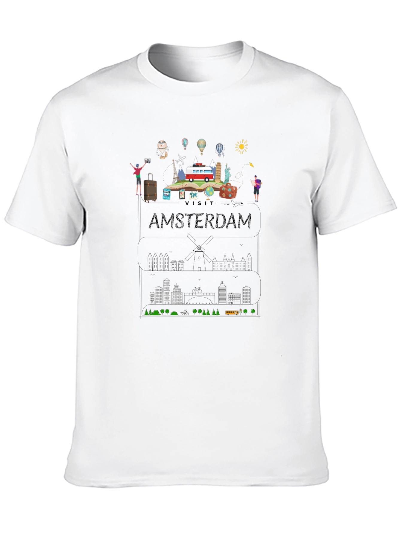 Visit Amsterdam Black Graphic T-Shirt