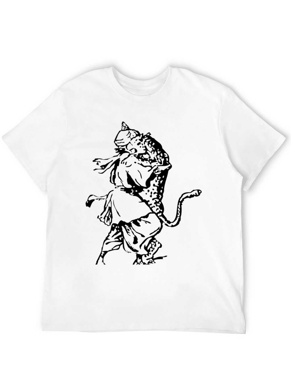 Black T-Shirt with Warrior & Leopard Graphic