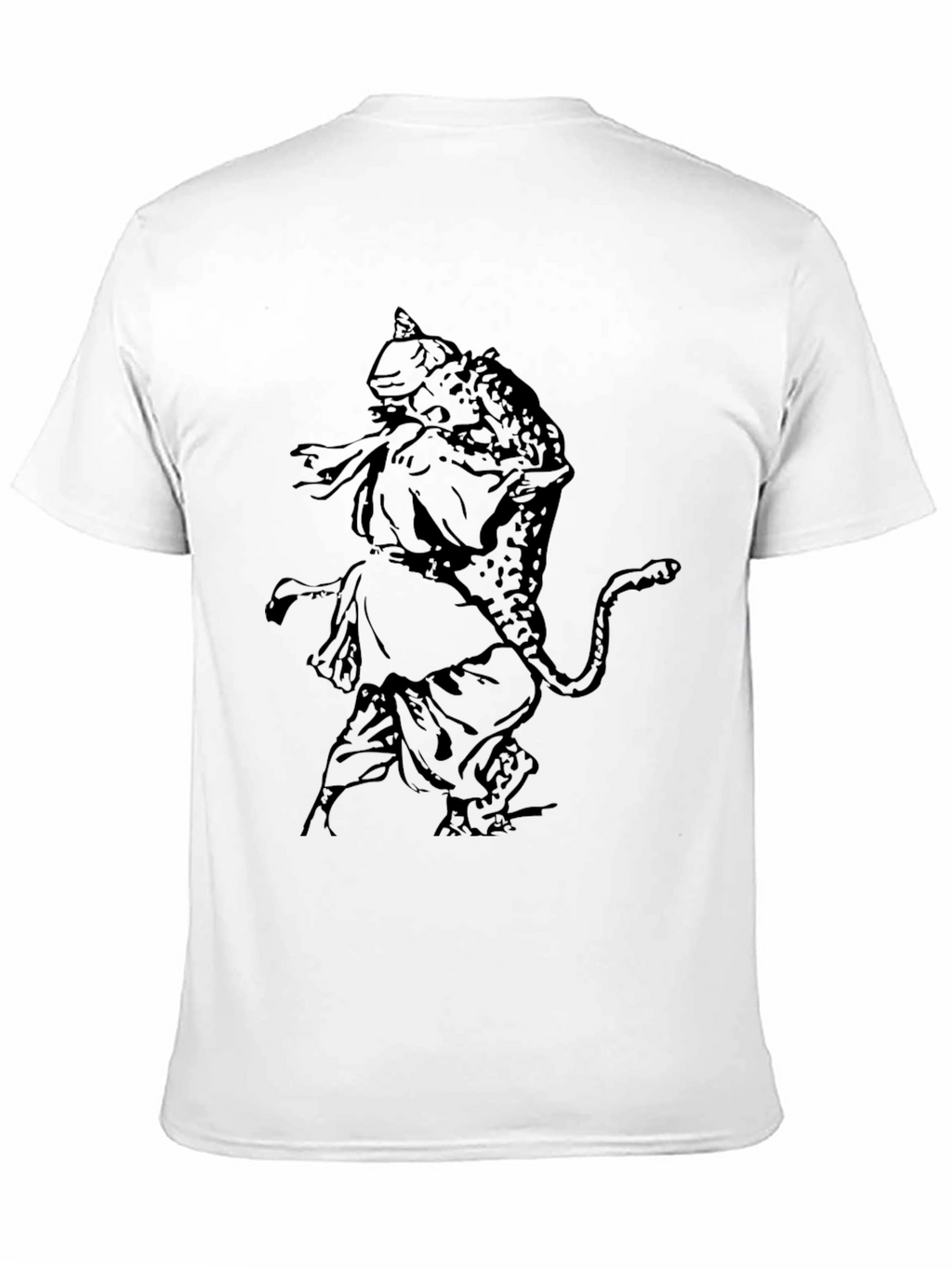 Black T-Shirt with Warrior & Leopard Graphic