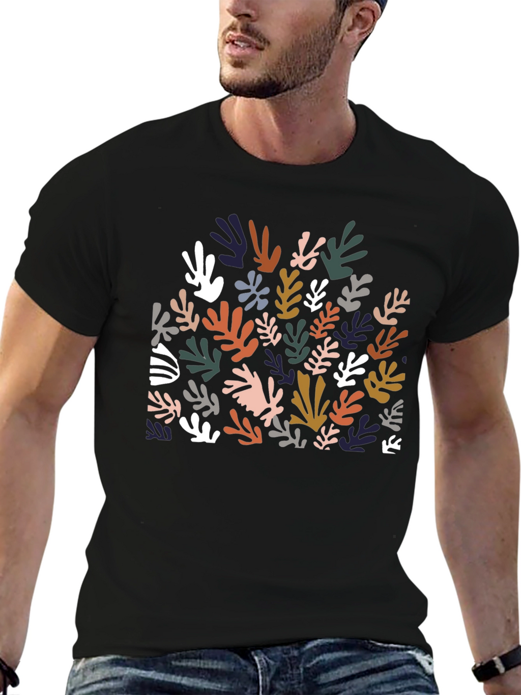 Abstract Leaves Graphic T-Shirt - Modern Style