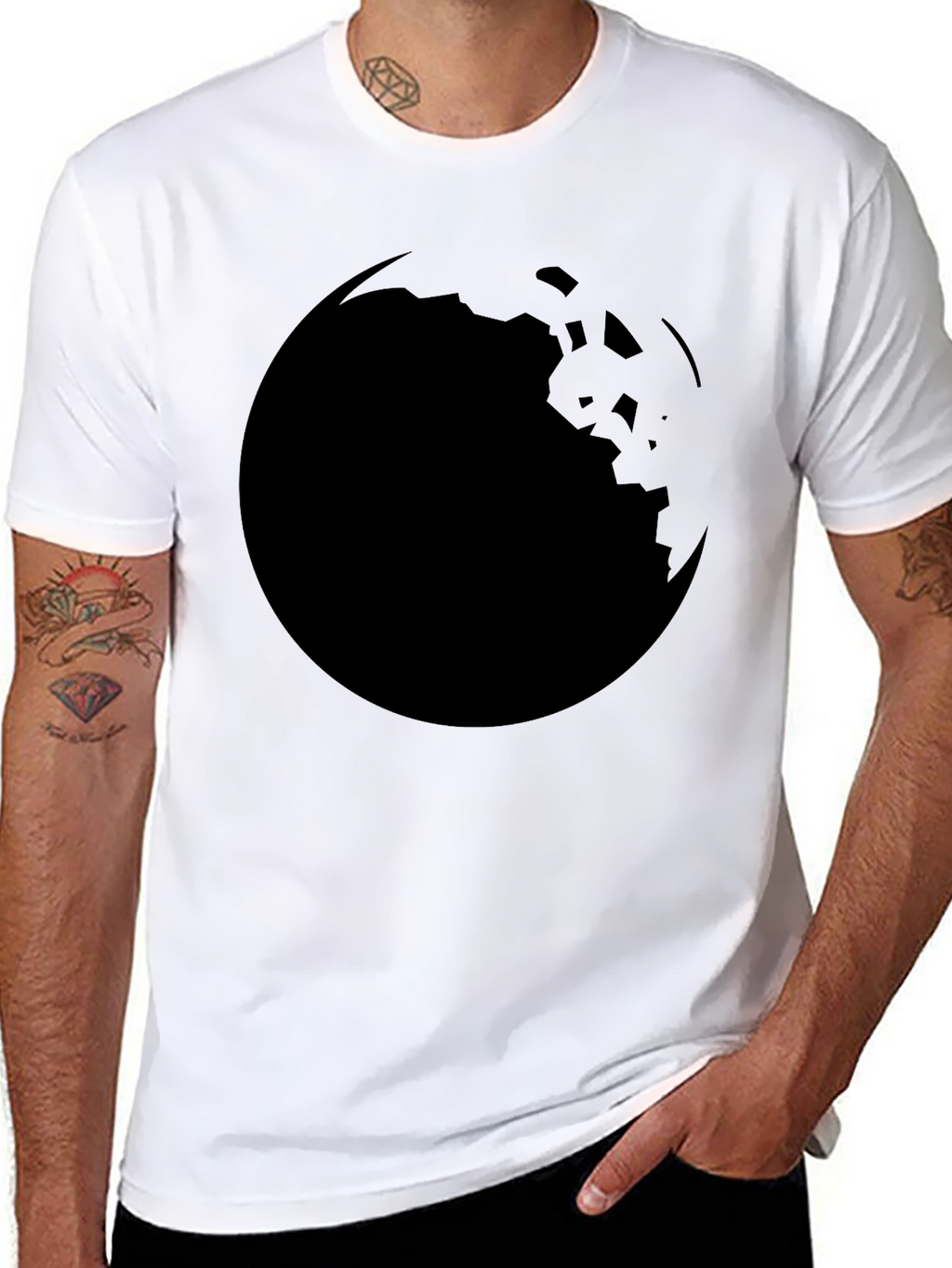 Minimalist Black Graphic Tee - Moon