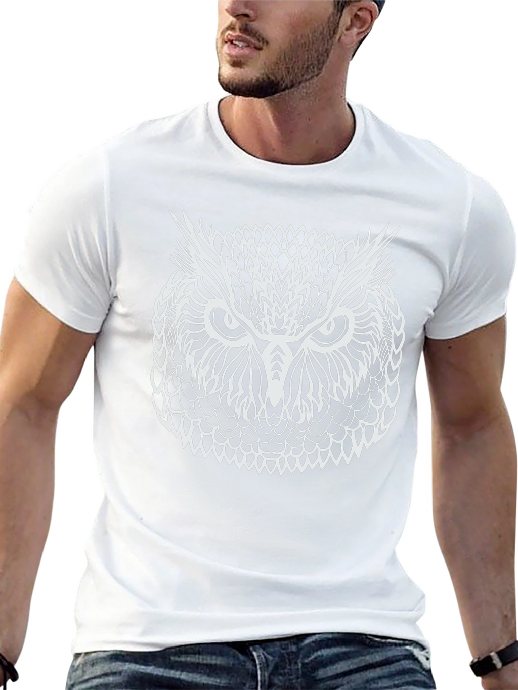 Owl Graphic Print Black T-Shirt