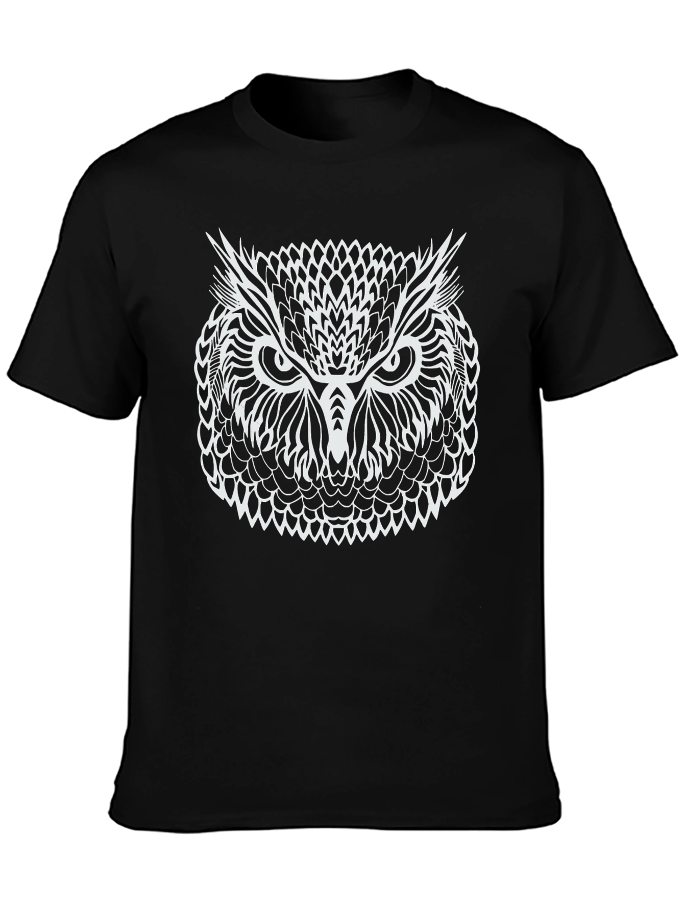 Owl Graphic Print Black T-Shirt