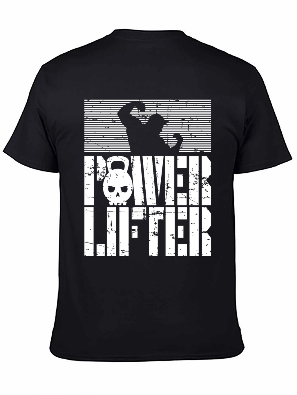 Powerlifter Skull Graphic T-Shirt - Gym Workout Tee