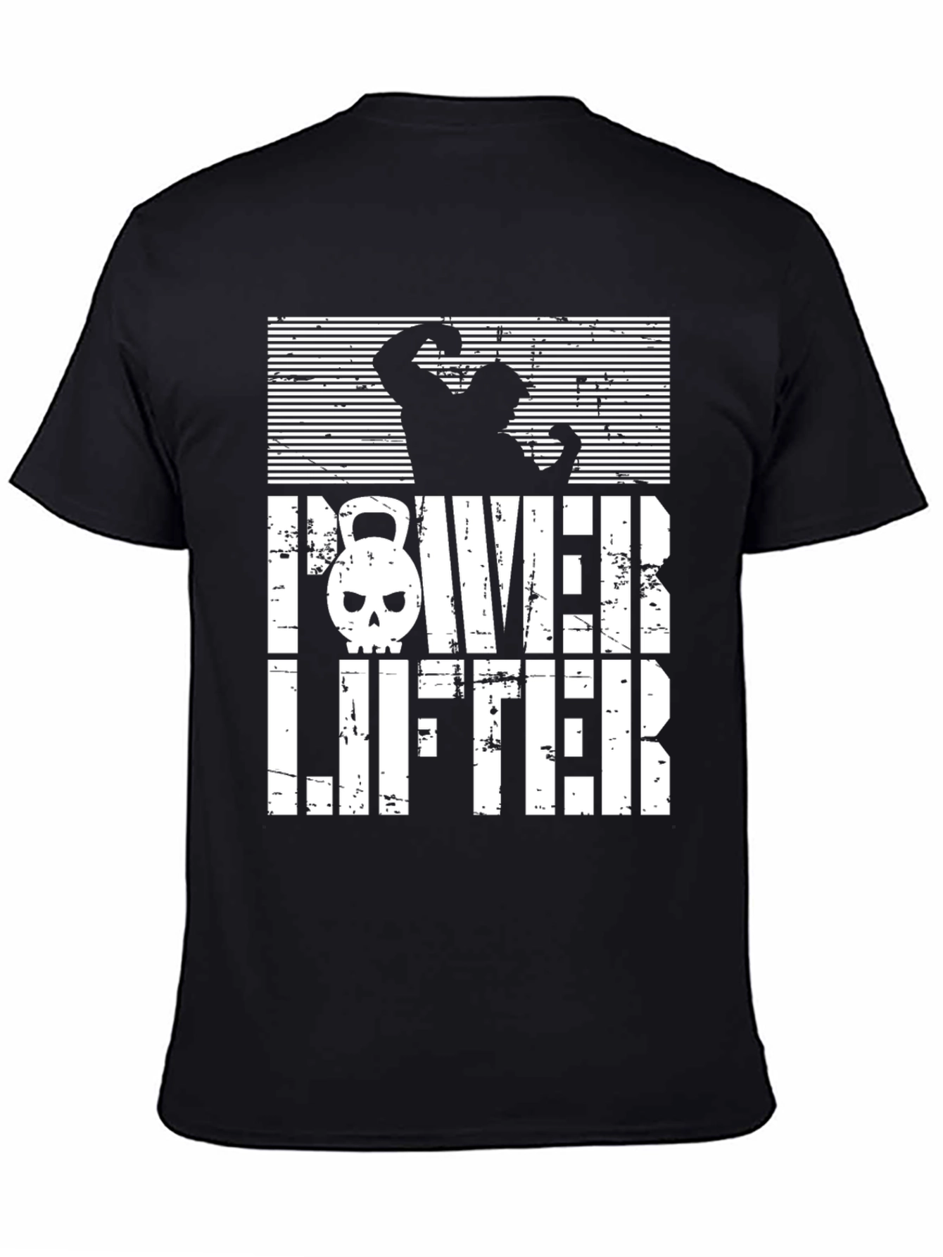 Powerlifter Skull Graphic T-Shirt - Gym Workout Tee