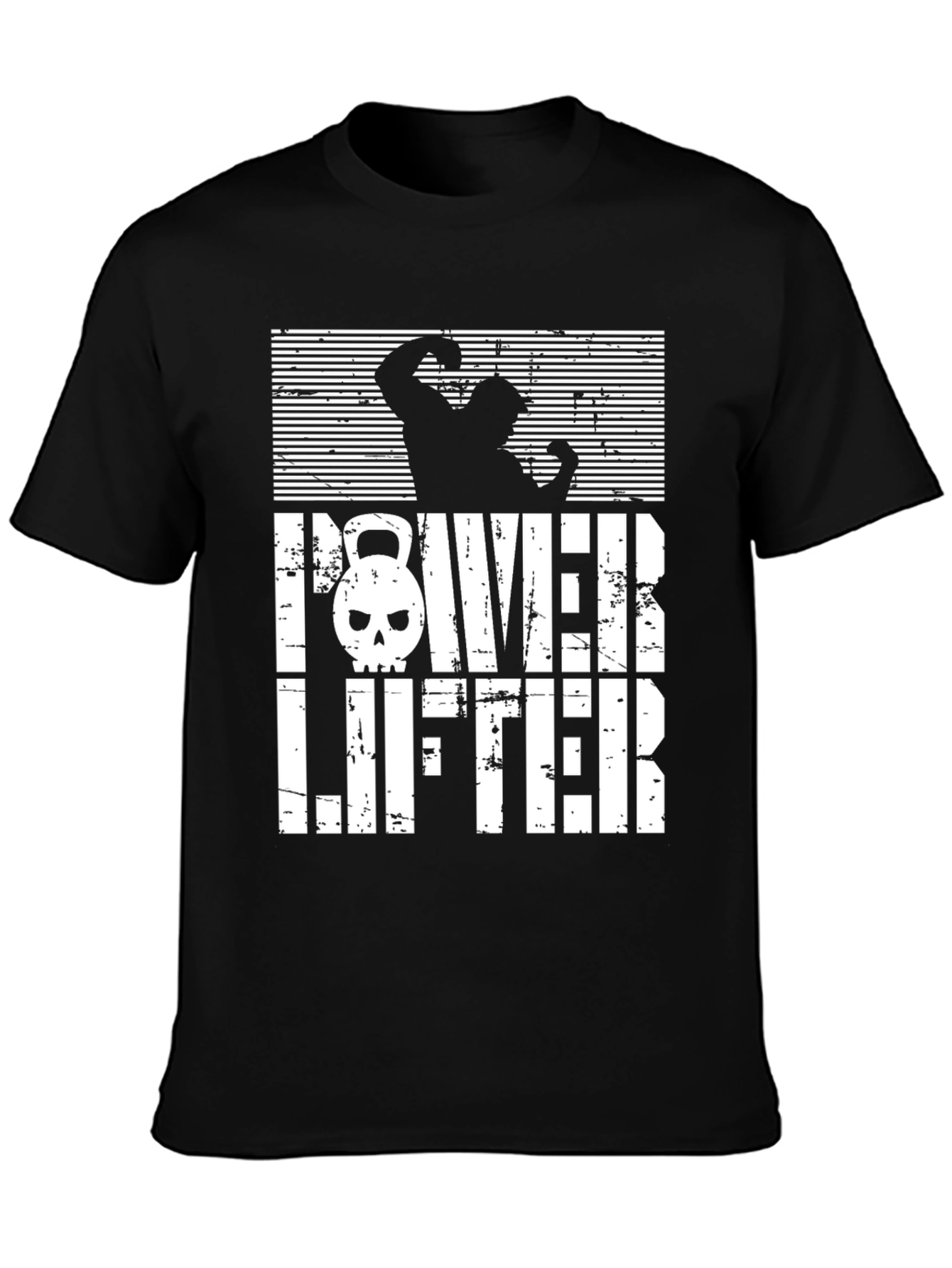 Powerlifter Skull Graphic T-Shirt - Gym Workout Tee