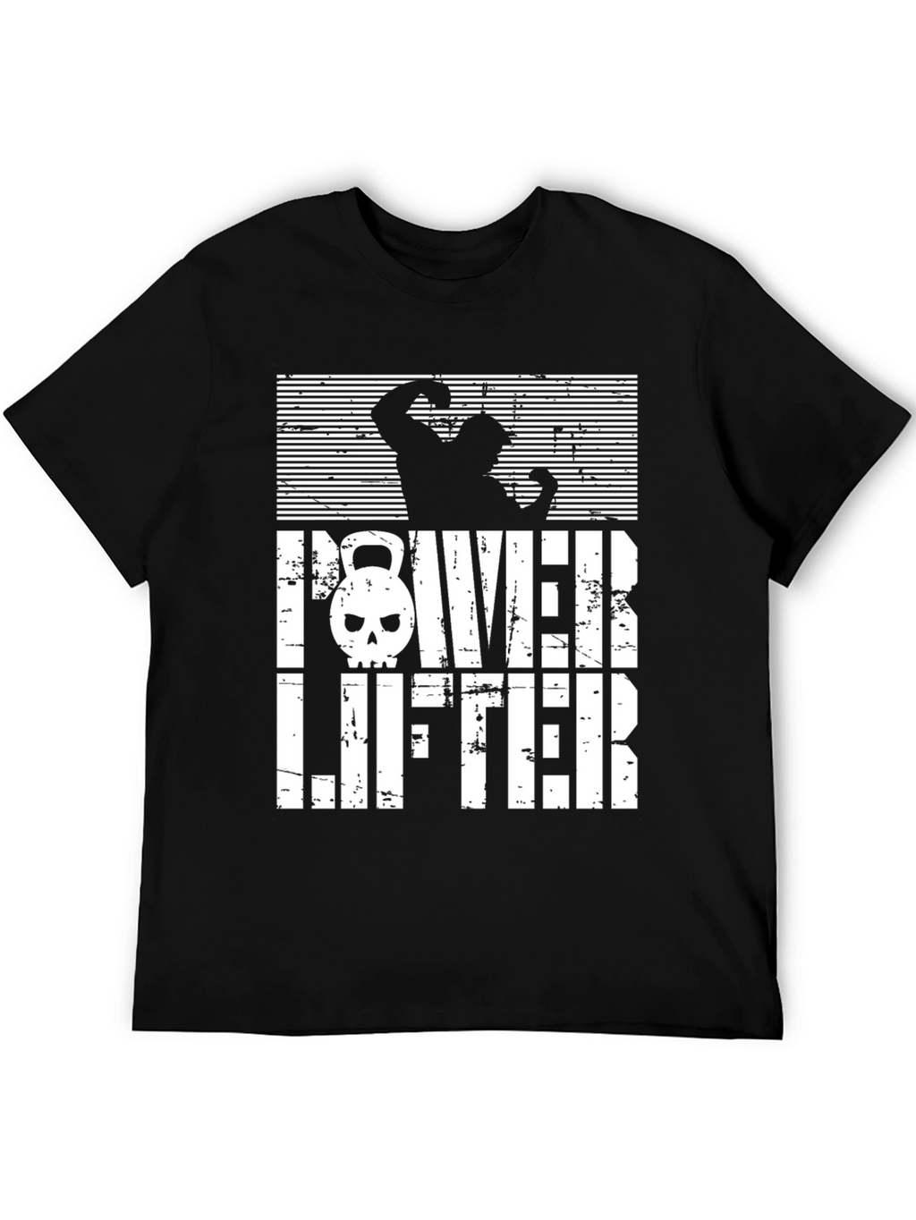 Powerlifter Skull Graphic T-Shirt - Gym Workout Tee