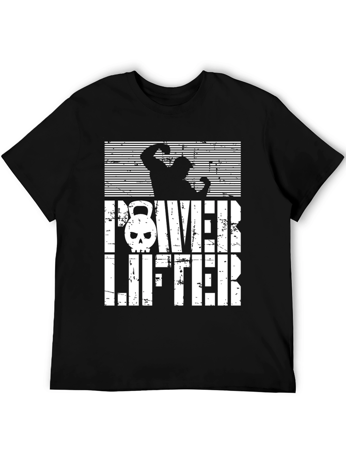 Powerlifter Skull Graphic T-Shirt - Gym Workout Tee
