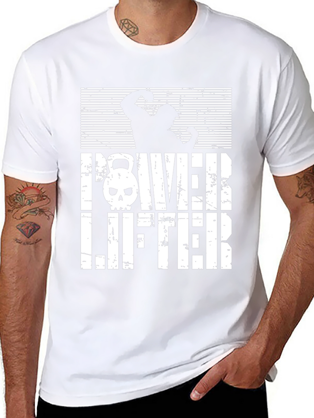 Powerlifter Skull Graphic T-Shirt - Gym Workout Tee