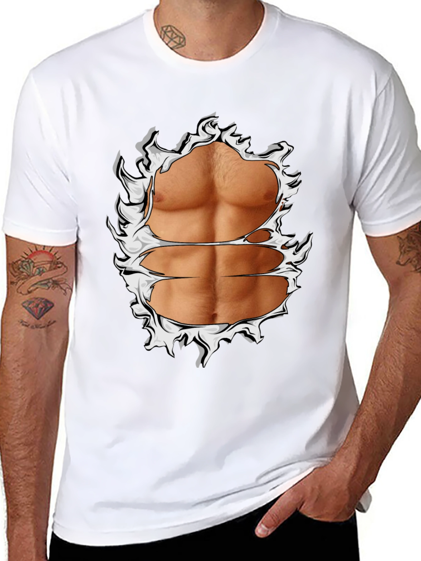 Ripped Abs Graphic T-Shirt