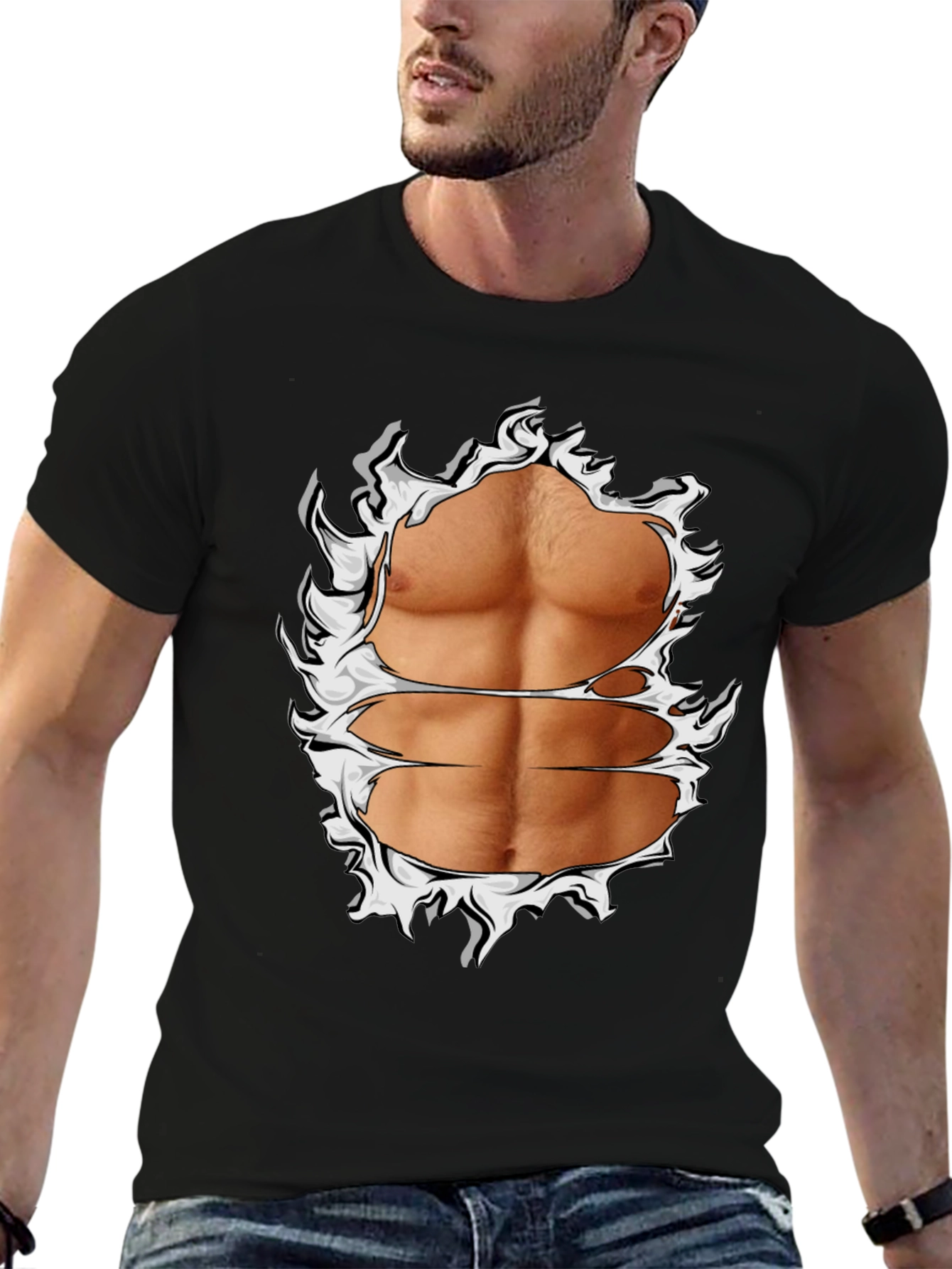Ripped Abs Graphic T-Shirt