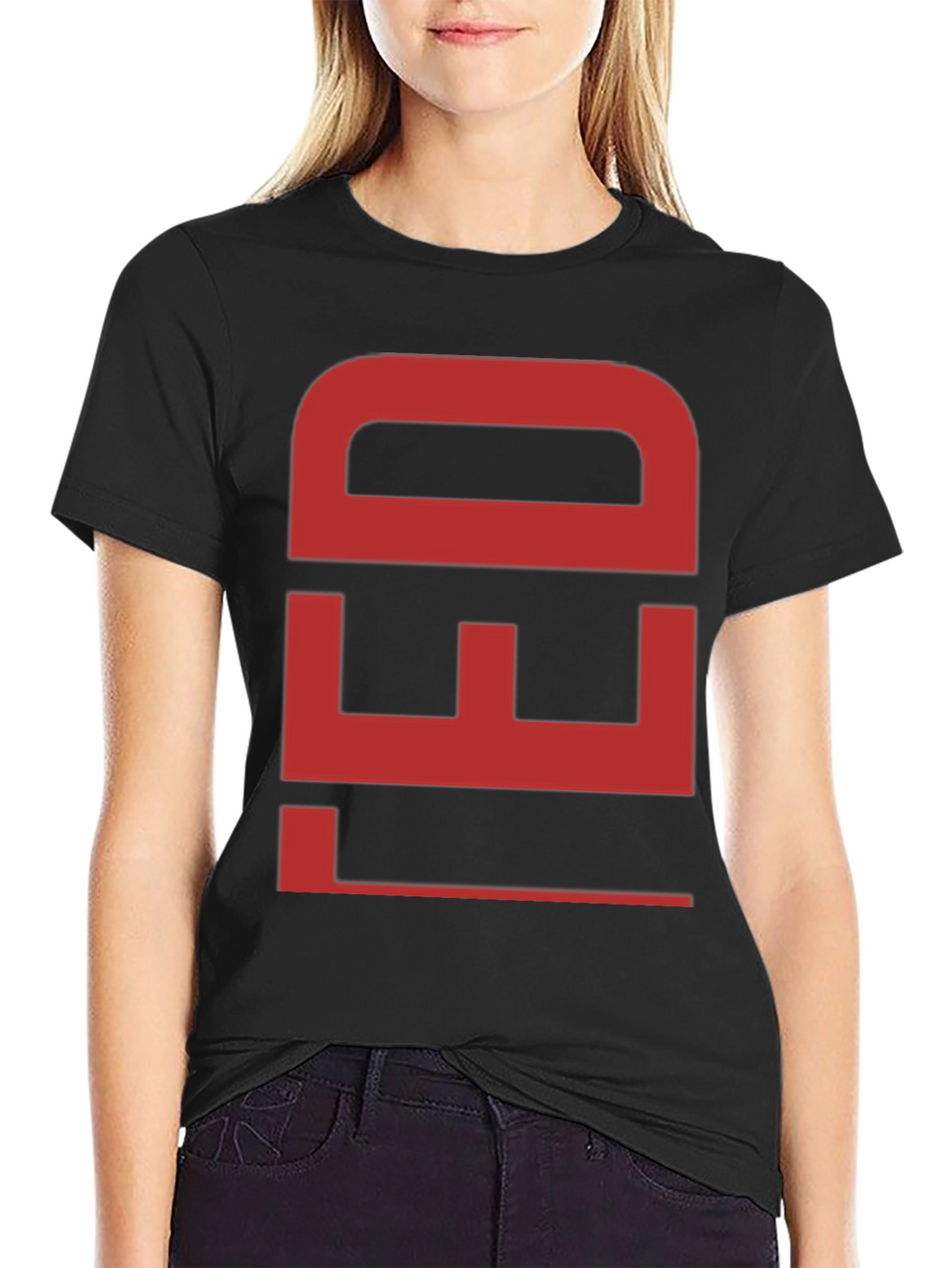 Bold Red Graphic Print Black Cotton T-Shirt