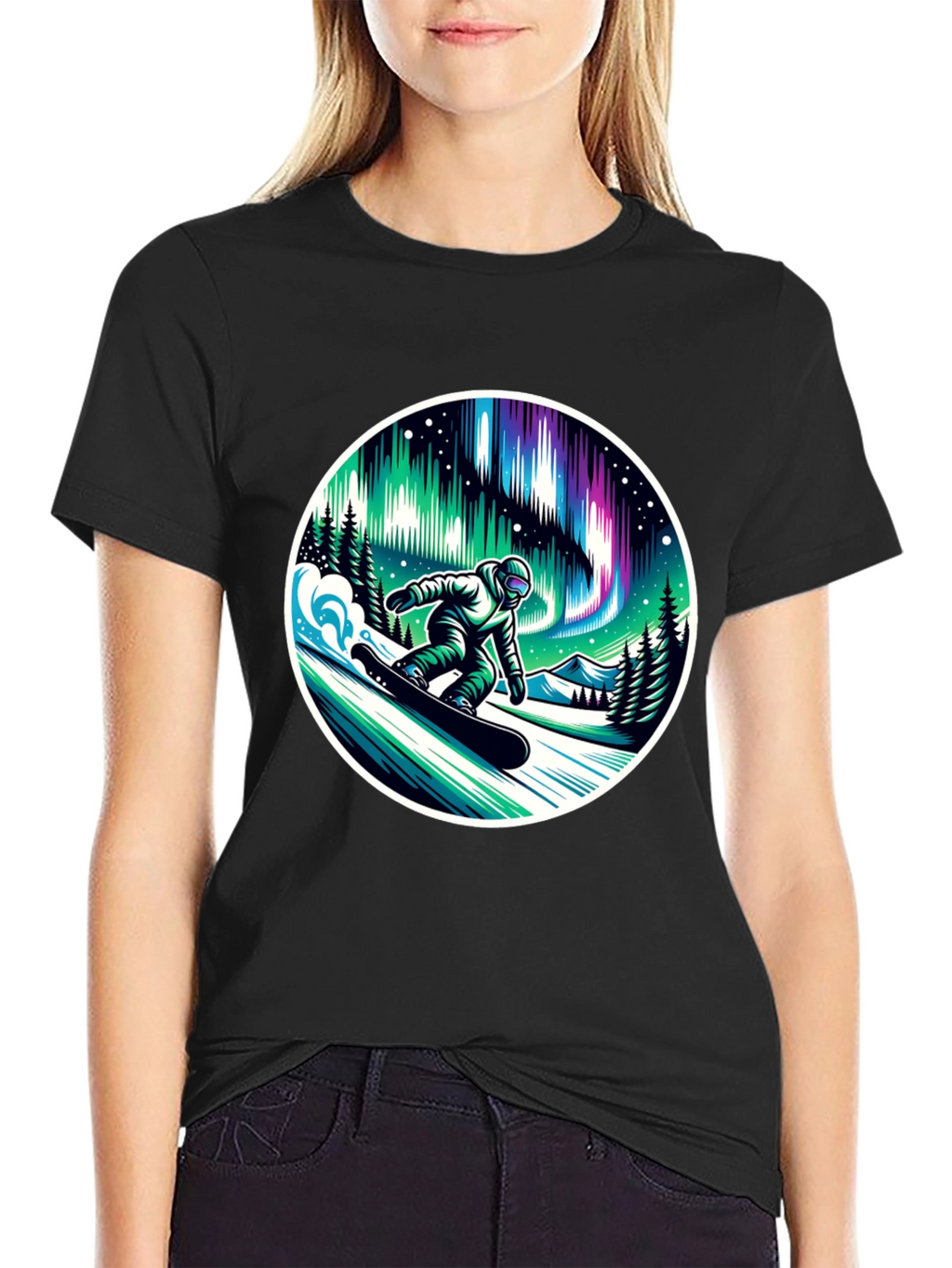 Aurora Snowboarder Graphic T-Shirt