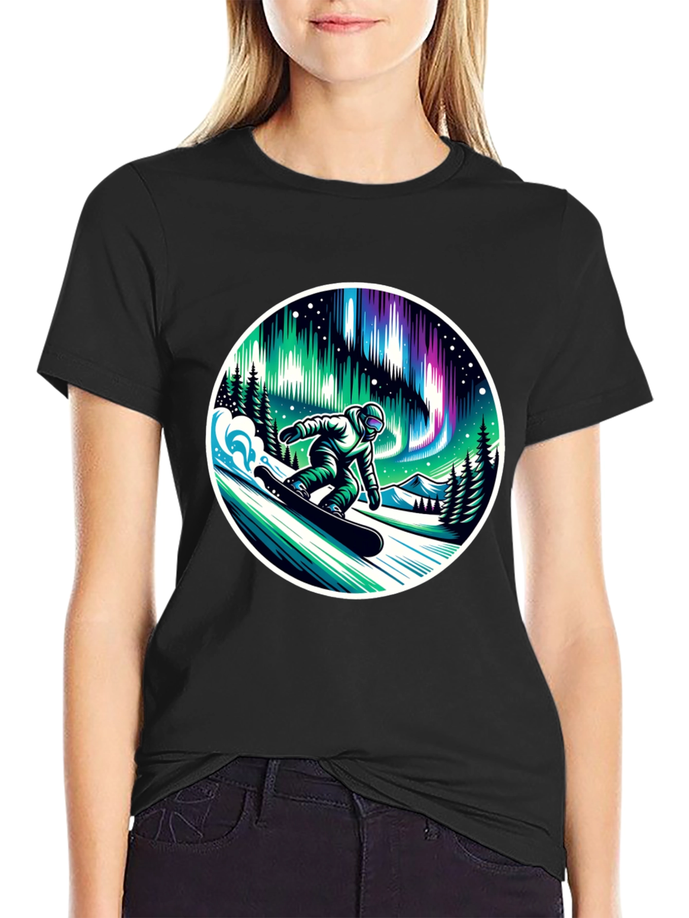 Aurora Snowboarder Graphic T-Shirt