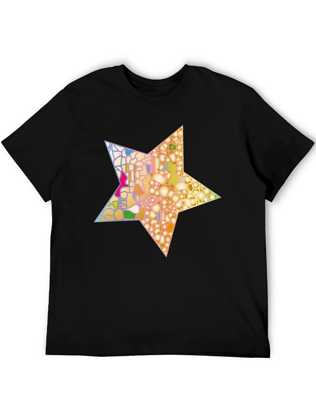 Abstract Star Graphic Tee - Stylish Mens Black T-Shirt