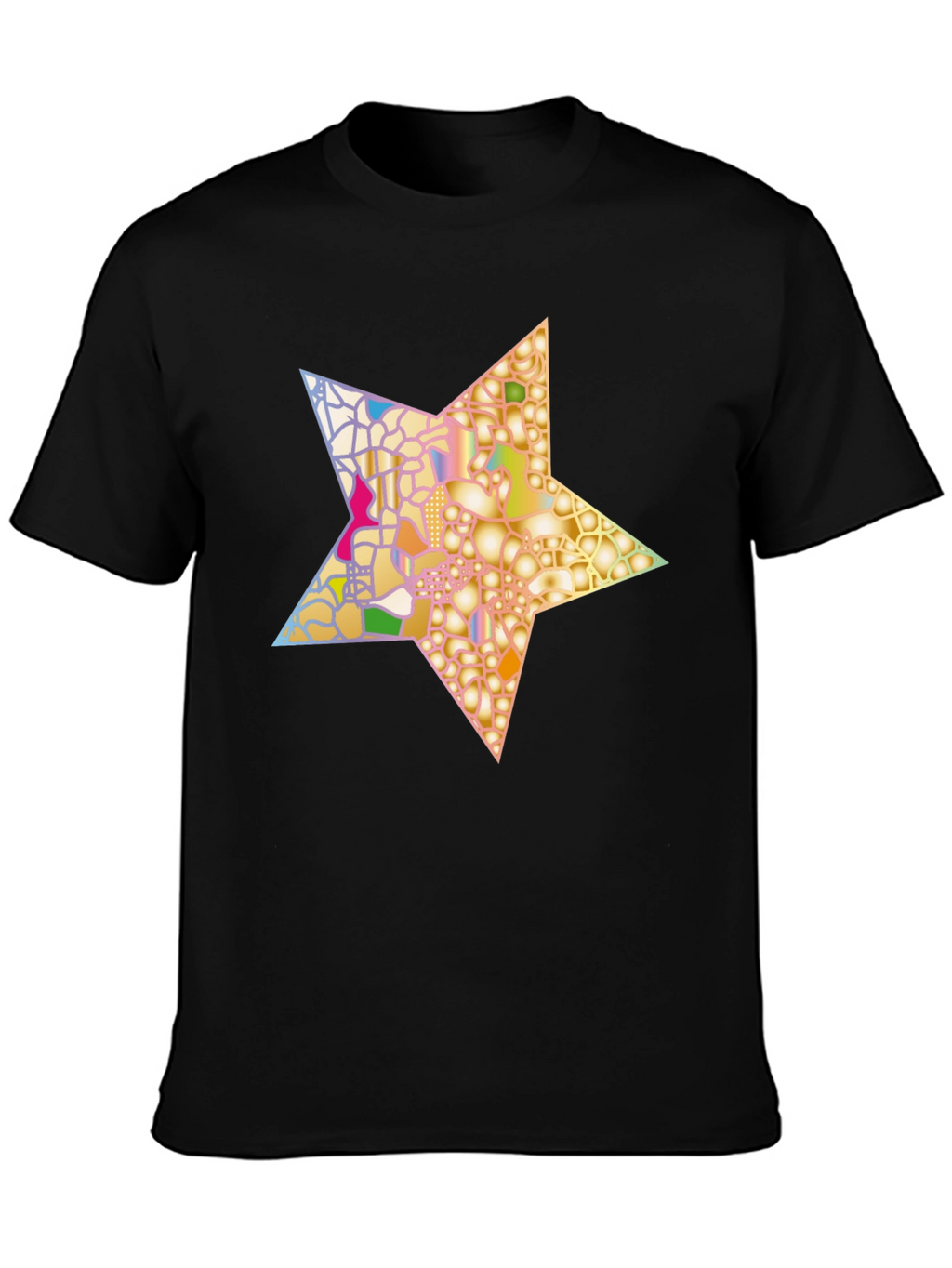 Abstract Star Graphic Tee - Stylish Mens Black T-Shirt