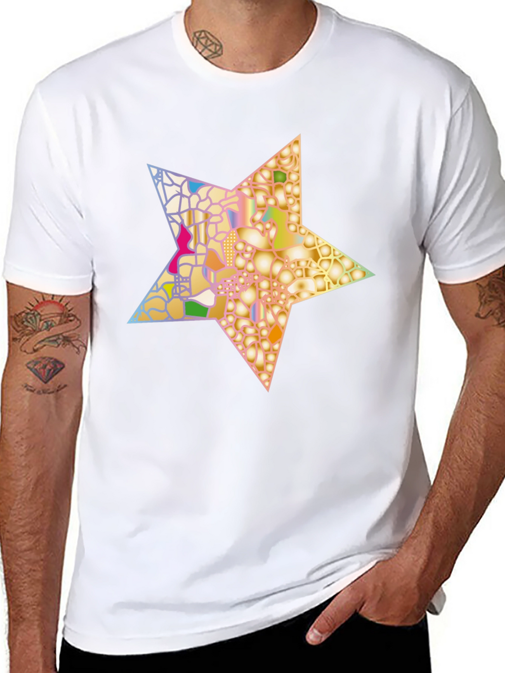 Abstract Star Graphic Tee - Stylish Mens Black T-Shirt