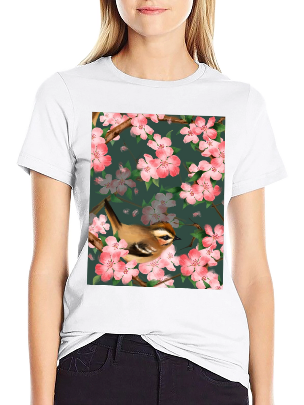 Bird & Blossom Graphic Tee - Nature Lovers Shirt