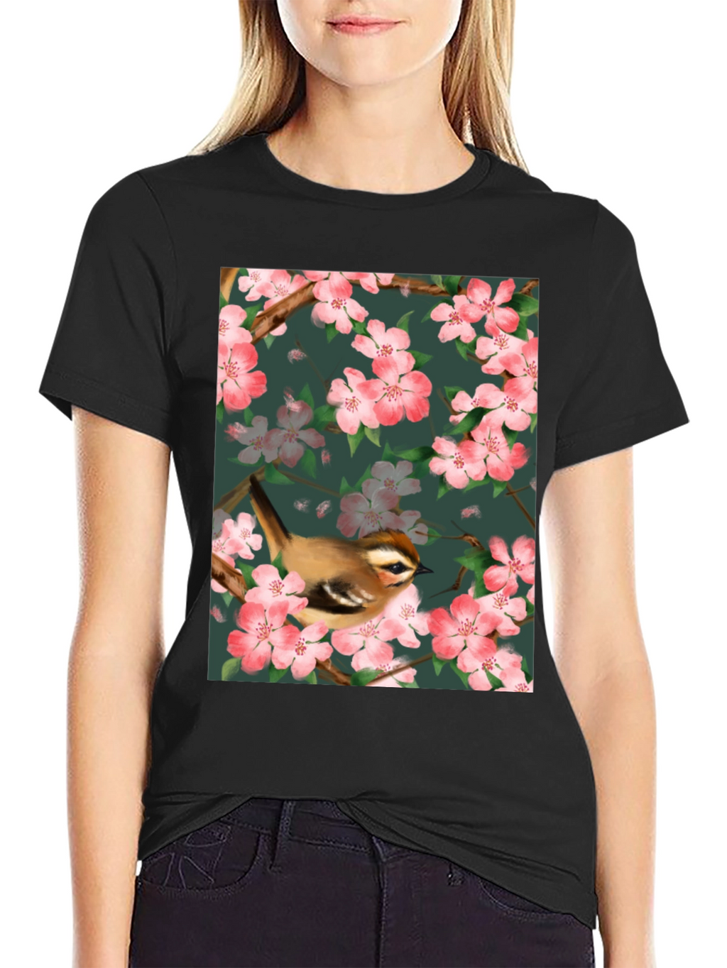 Bird & Blossom Graphic Tee - Nature Lovers Shirt
