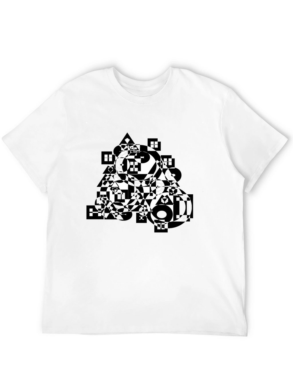 Abstract Geometric Print Black T-Shirt