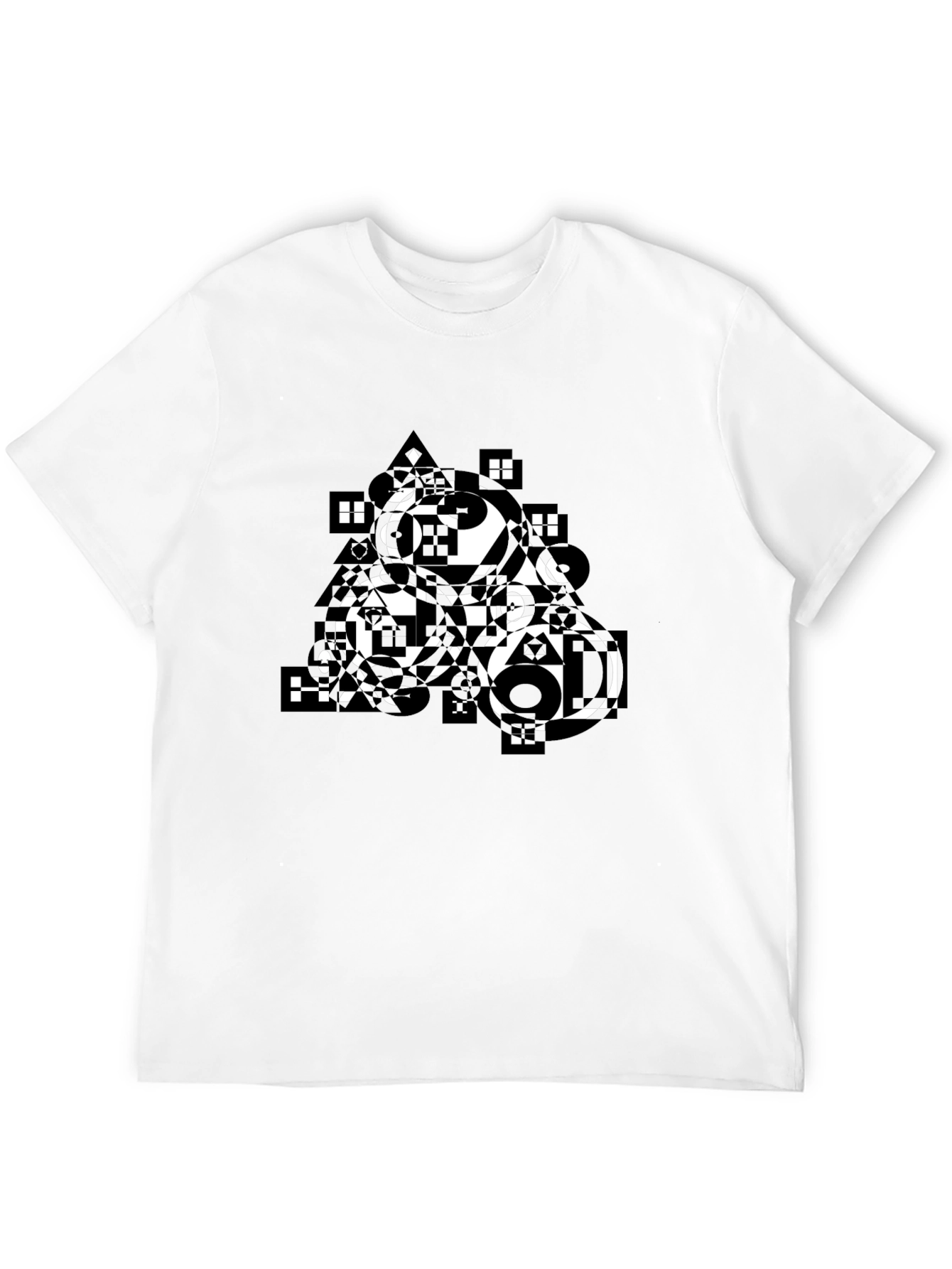 Abstract Geometric Print Black T-Shirt