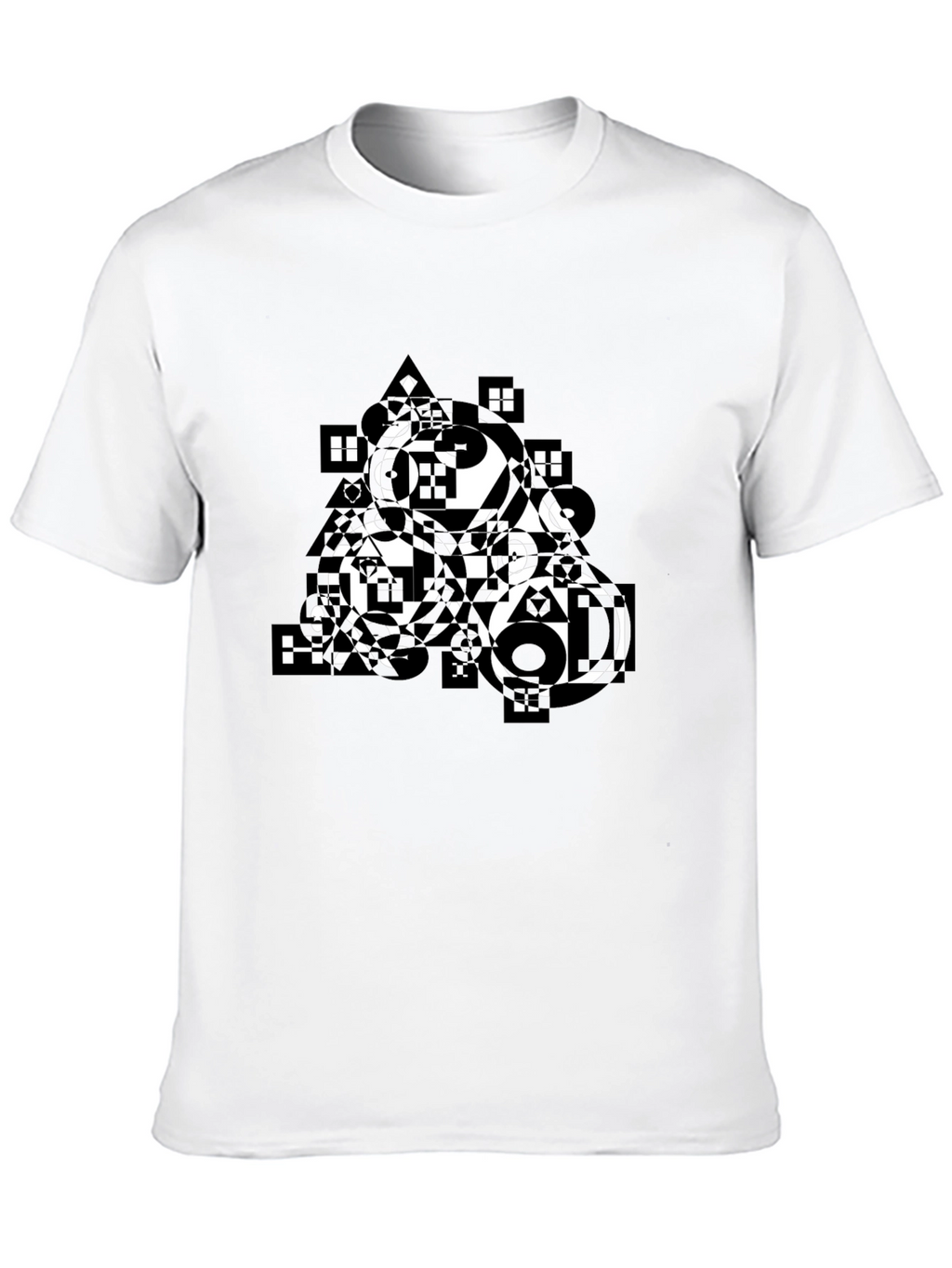 Abstract Geometric Print Black T-Shirt