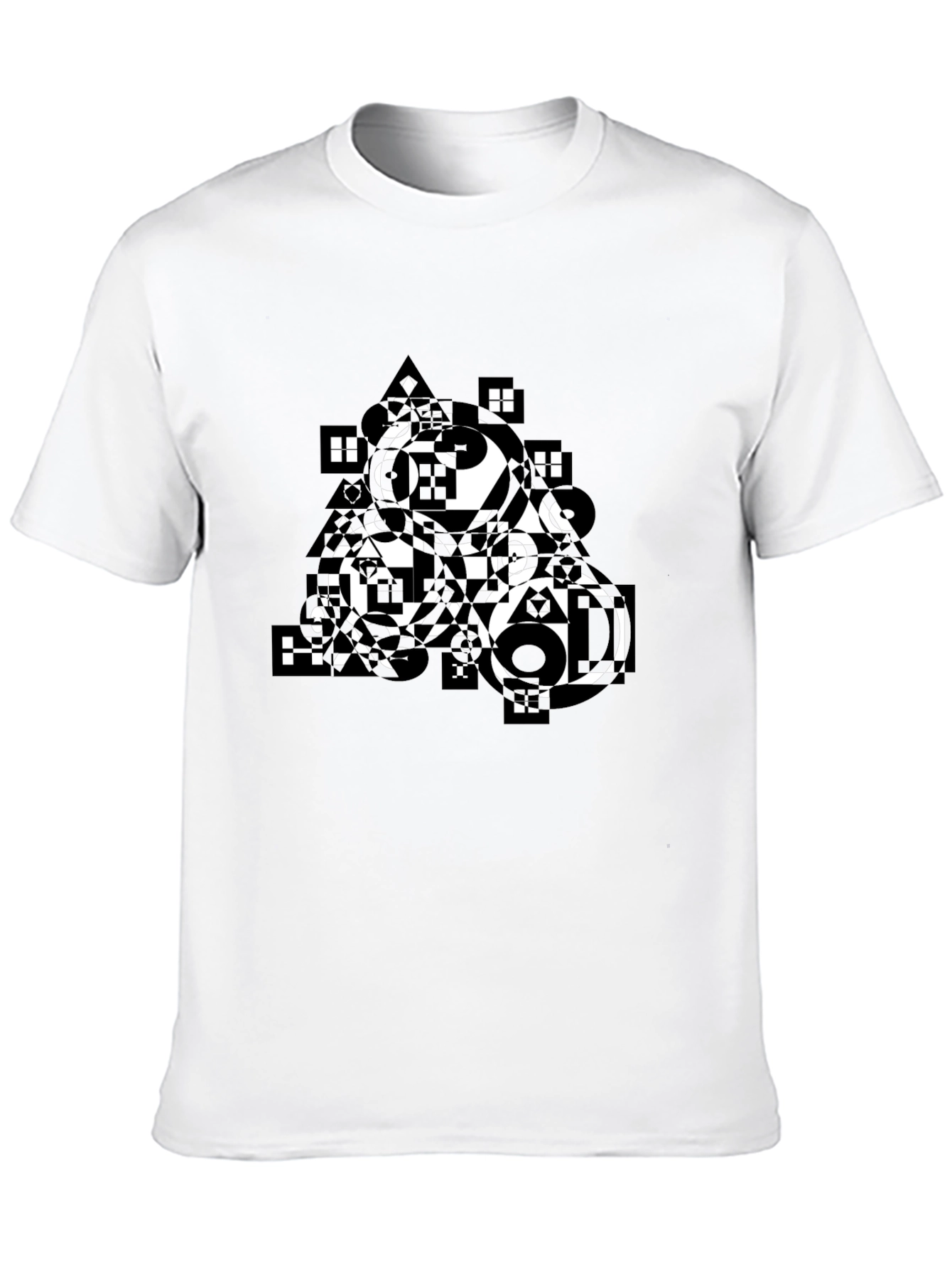 Abstract Geometric Print Black T-Shirt