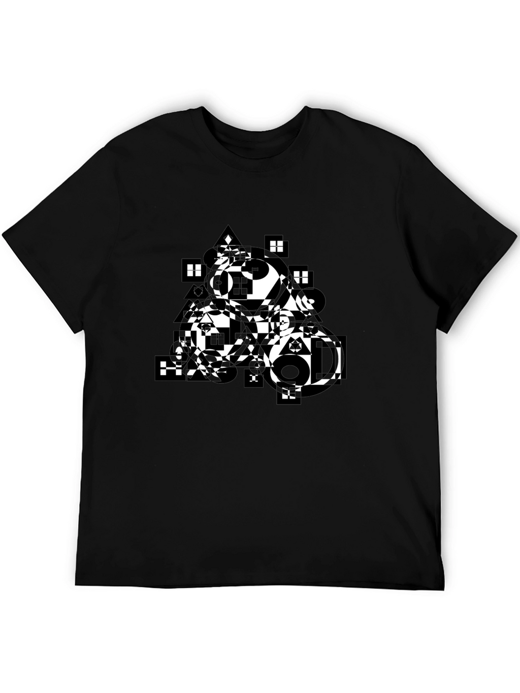 Abstract Geometric Print Black T-Shirt