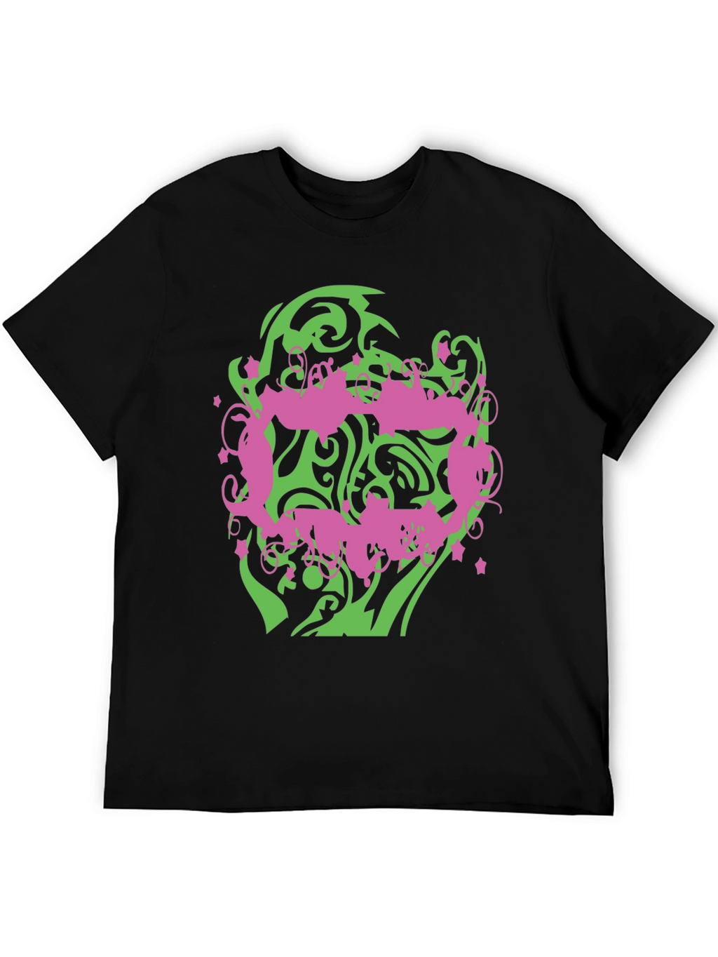 Abstract Graphic Print Mens Black T-Shirt