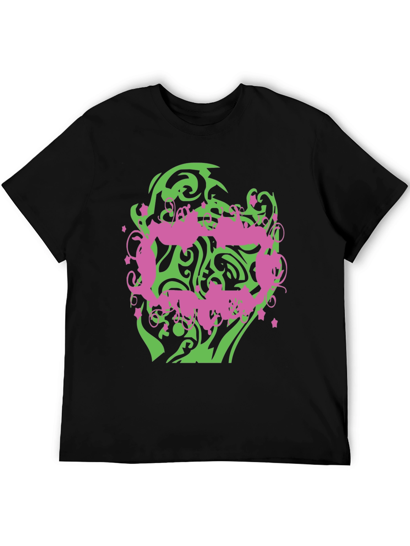 Abstract Graphic Print Mens Black T-Shirt