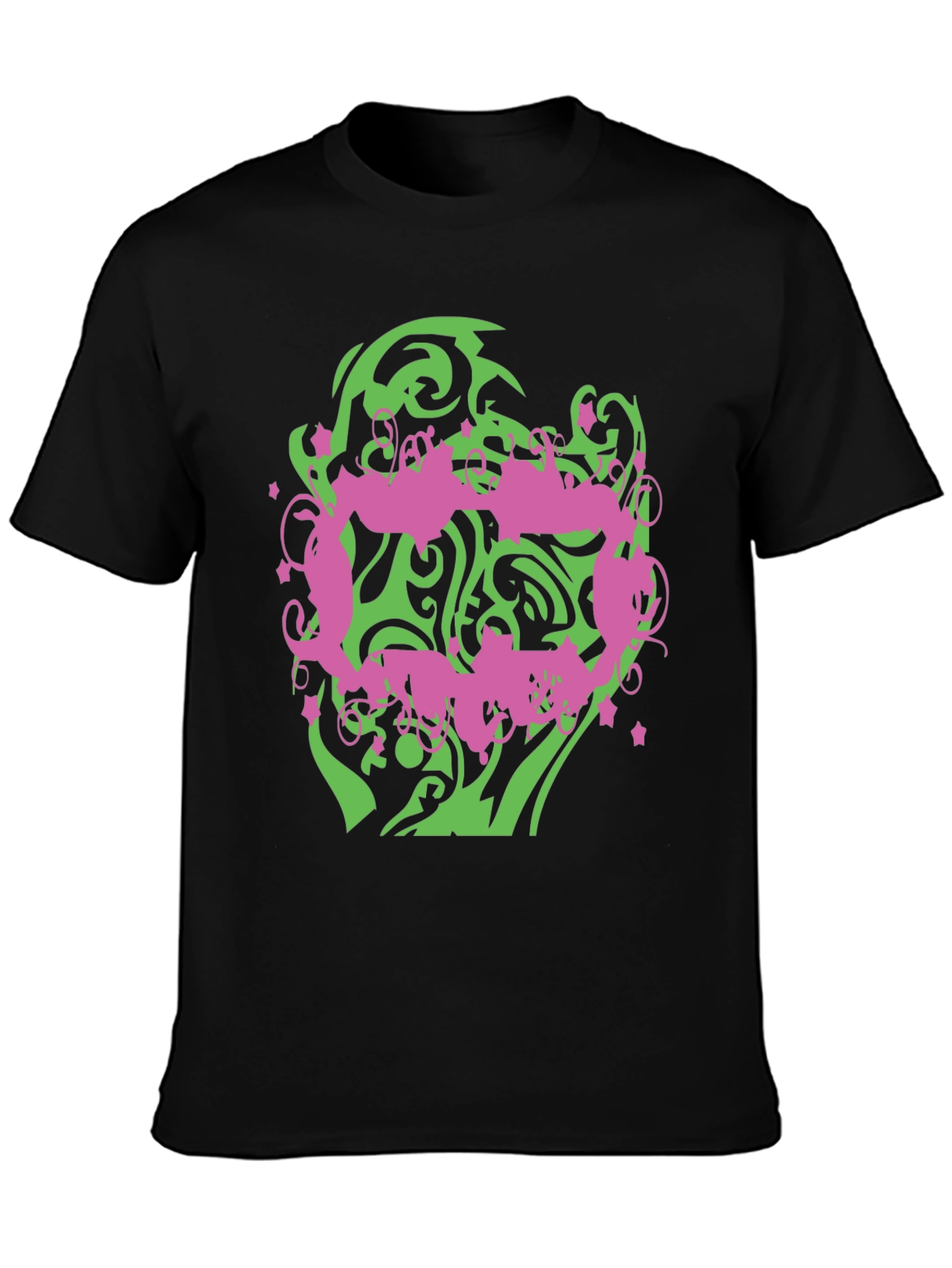 Abstract Graphic Print Mens Black T-Shirt