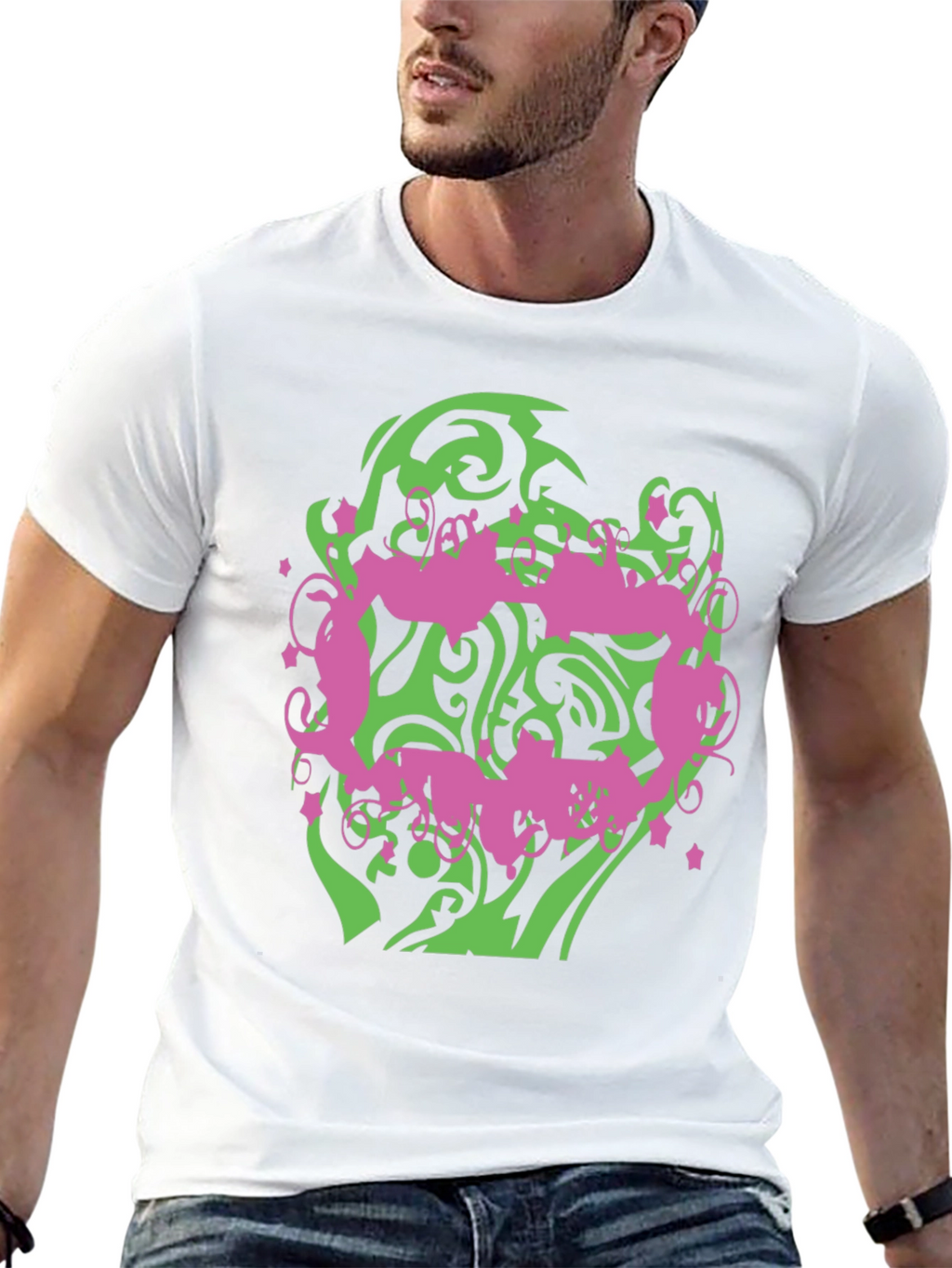 Abstract Graphic Print Mens Black T-Shirt