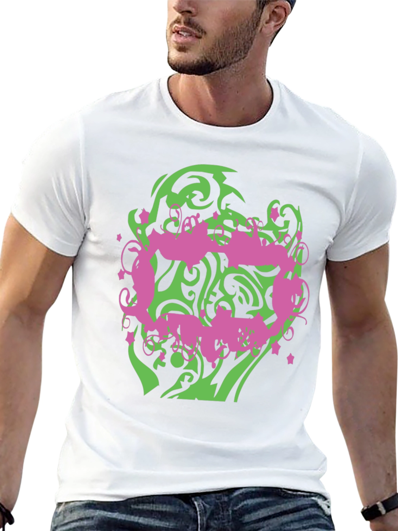 Abstract Graphic Print Mens Black T-Shirt