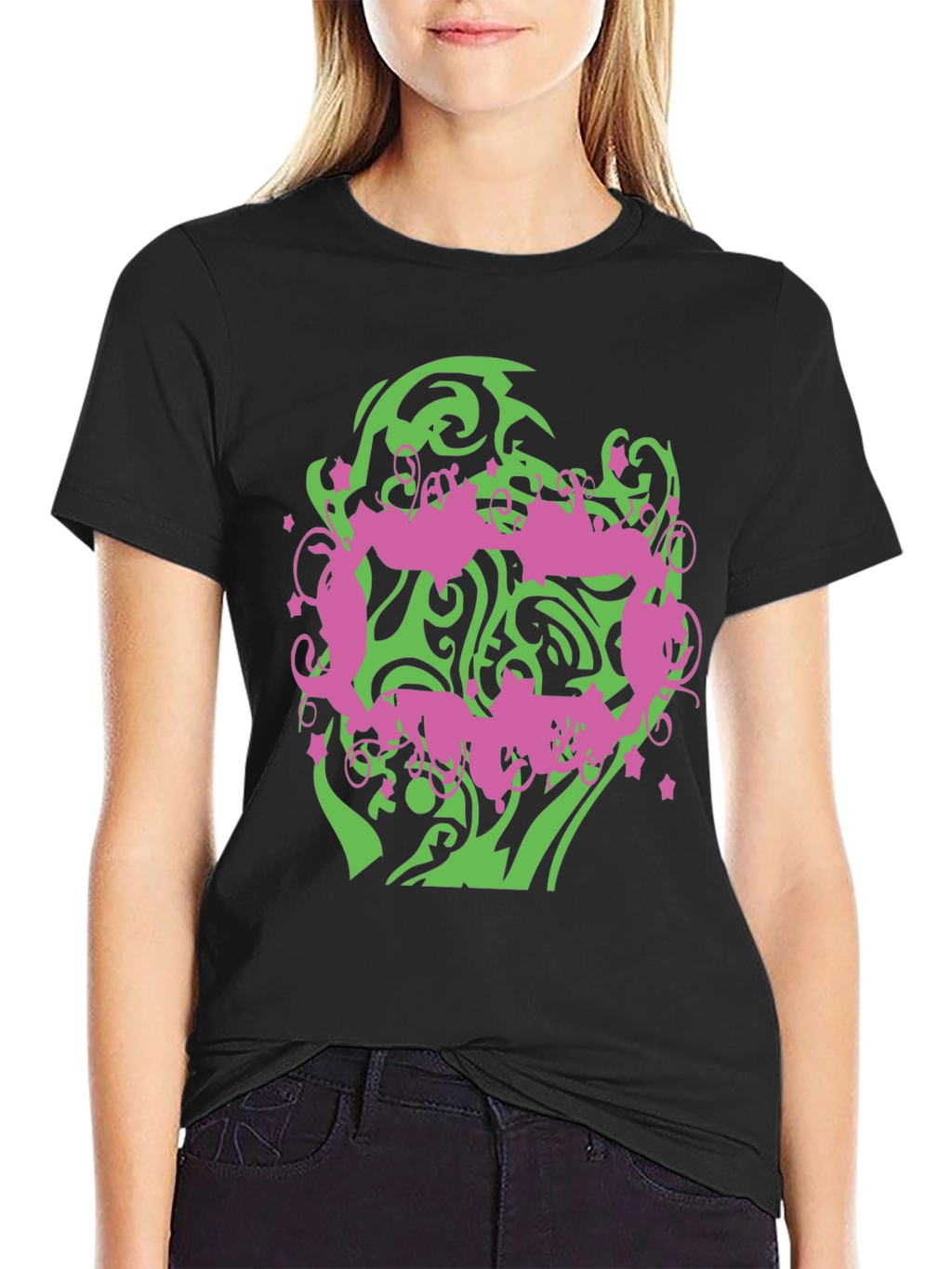 Abstract Graphic Print Mens Black T-Shirt