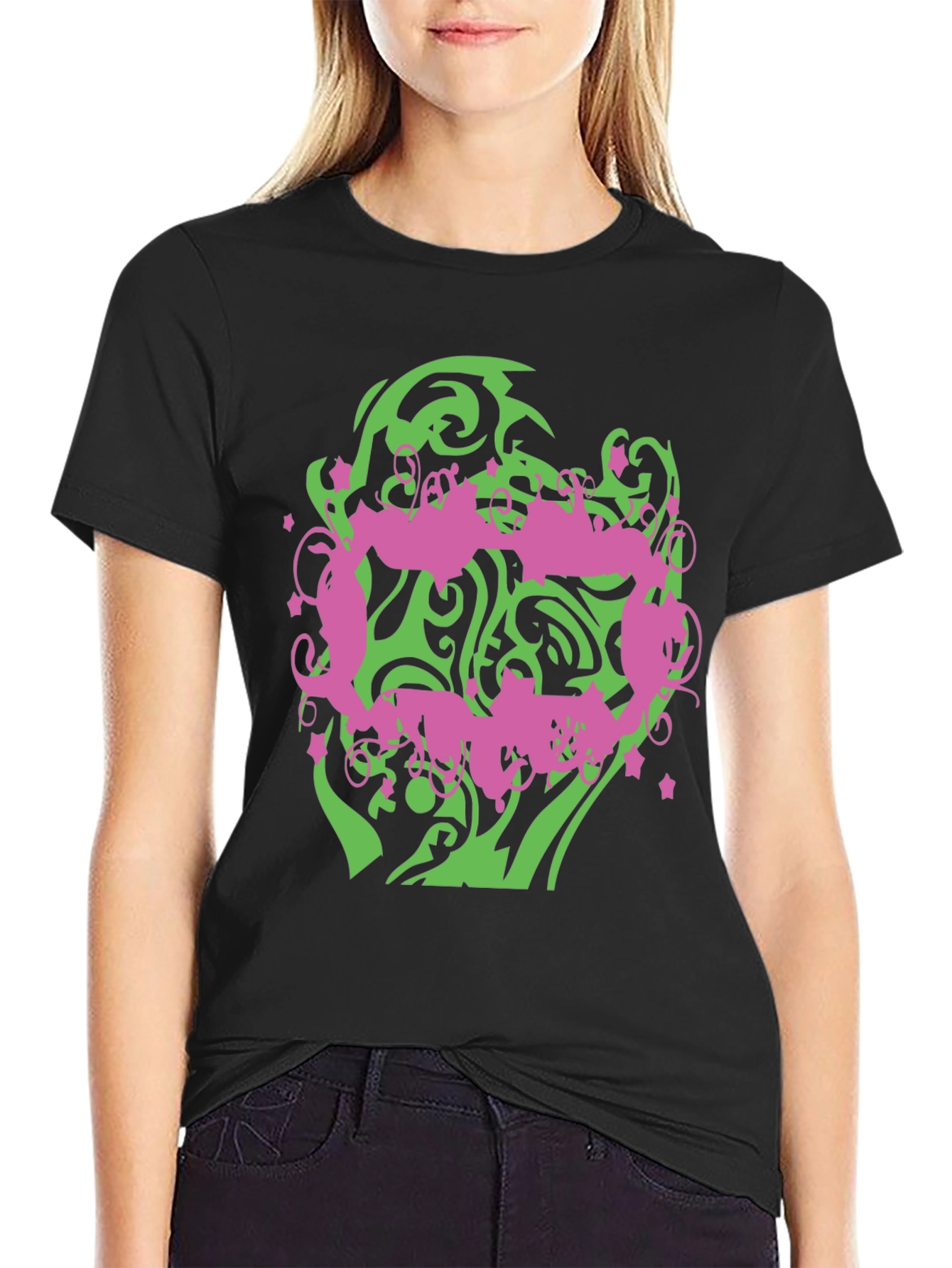 Abstract Graphic Print Mens Black T-Shirt