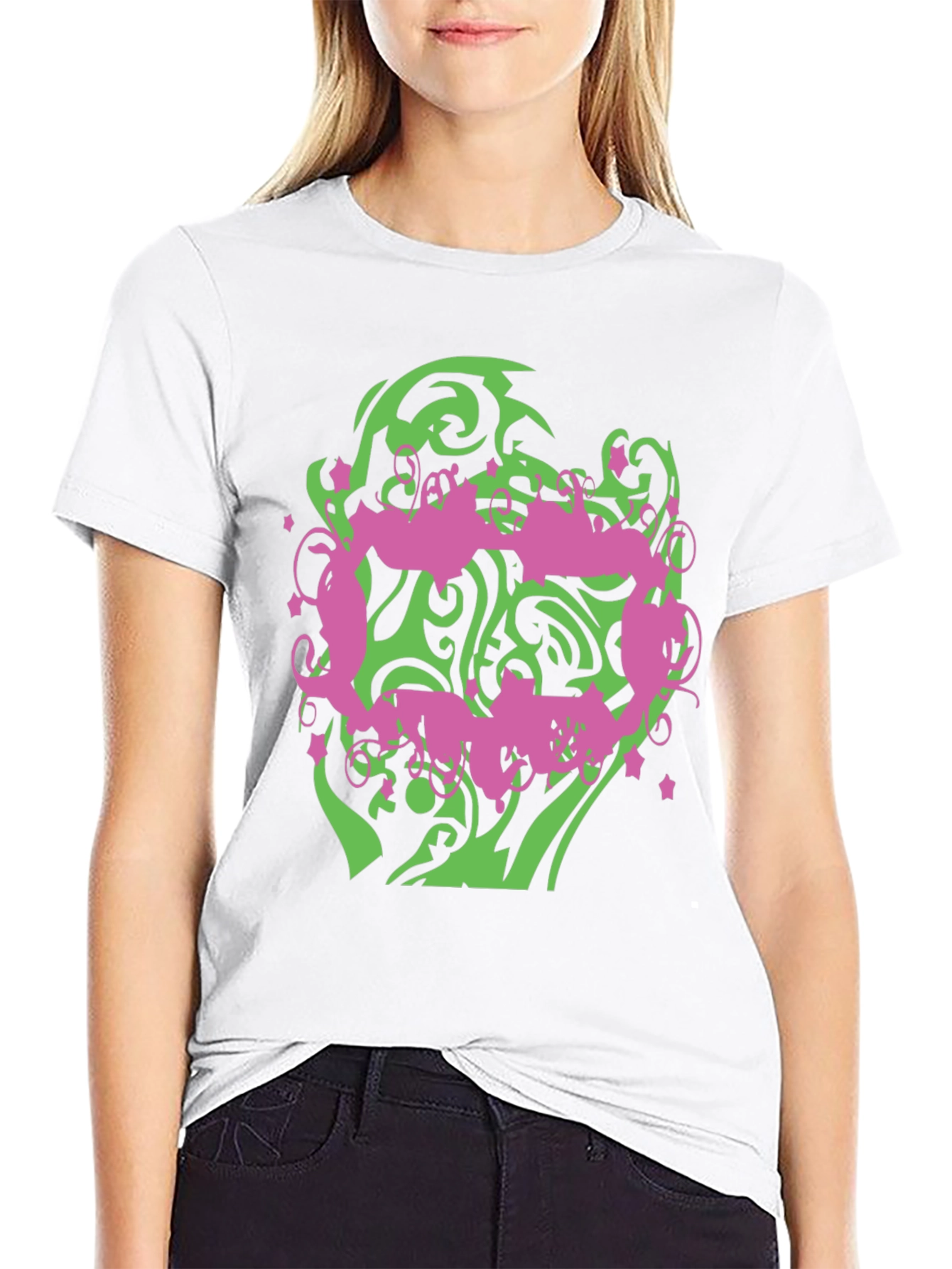 Abstract Graphic Print Mens Black T-Shirt